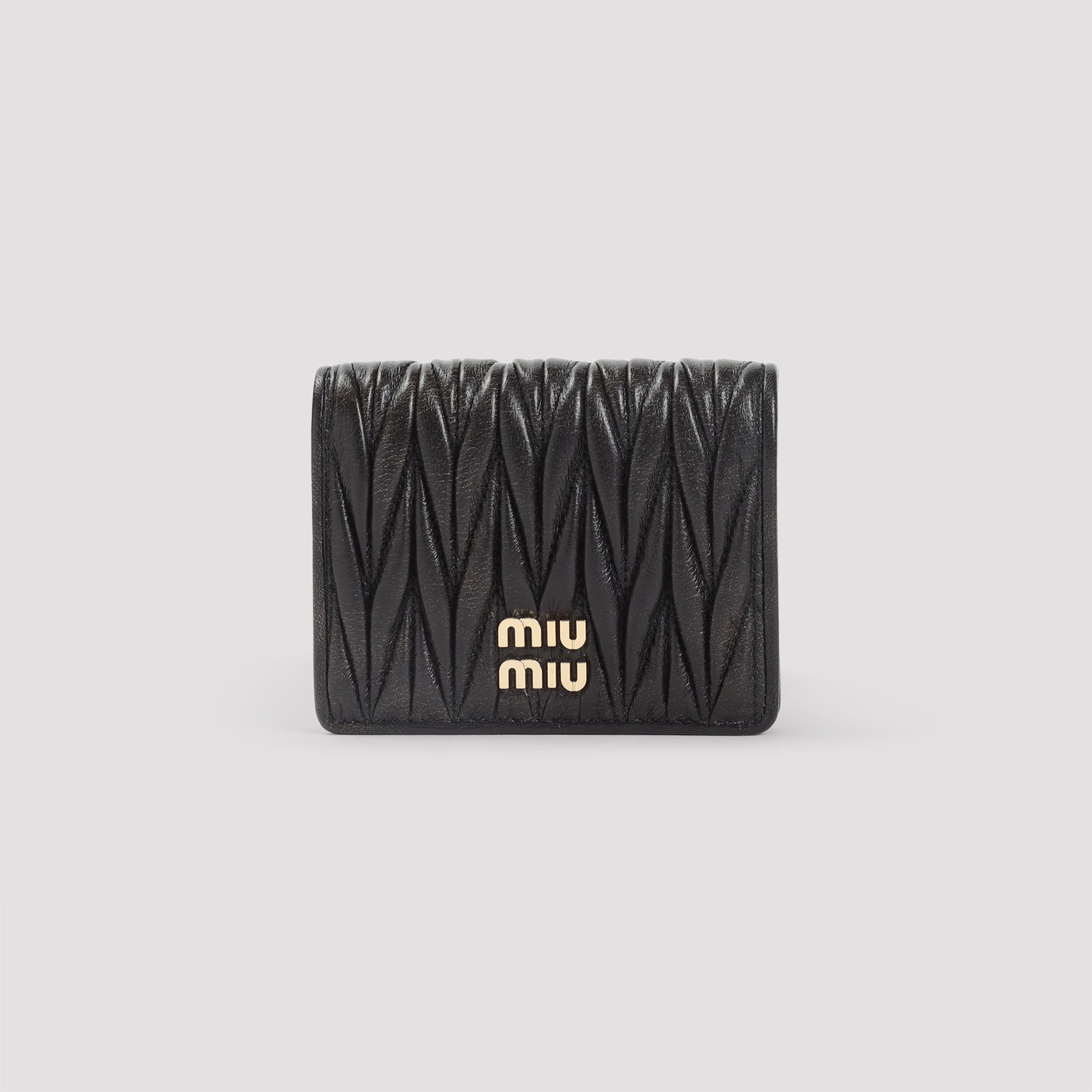 MIU MIU Mini Leather Wallet with Golden Finishing