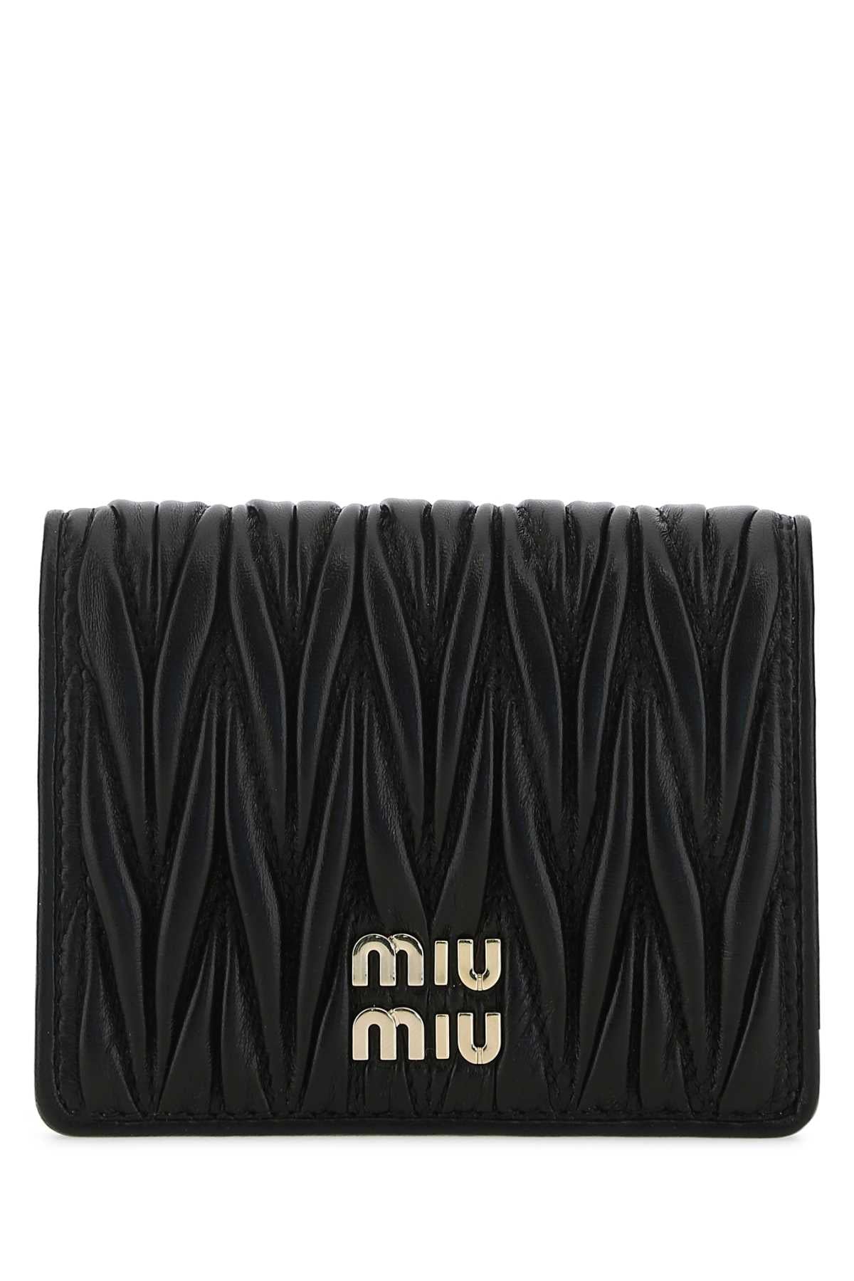 MIU MIU Mini Matelassé Nappa Leather Wallet with Snap Closure - 8.5 x 11.2 cm