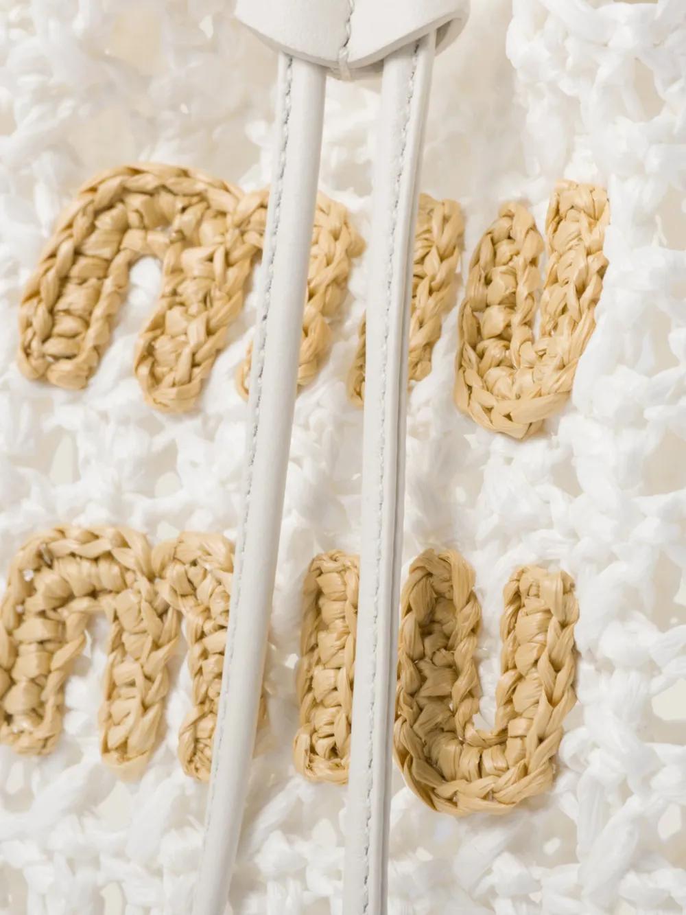 MIU MIU Mini Raffia Handbag with Leather Details