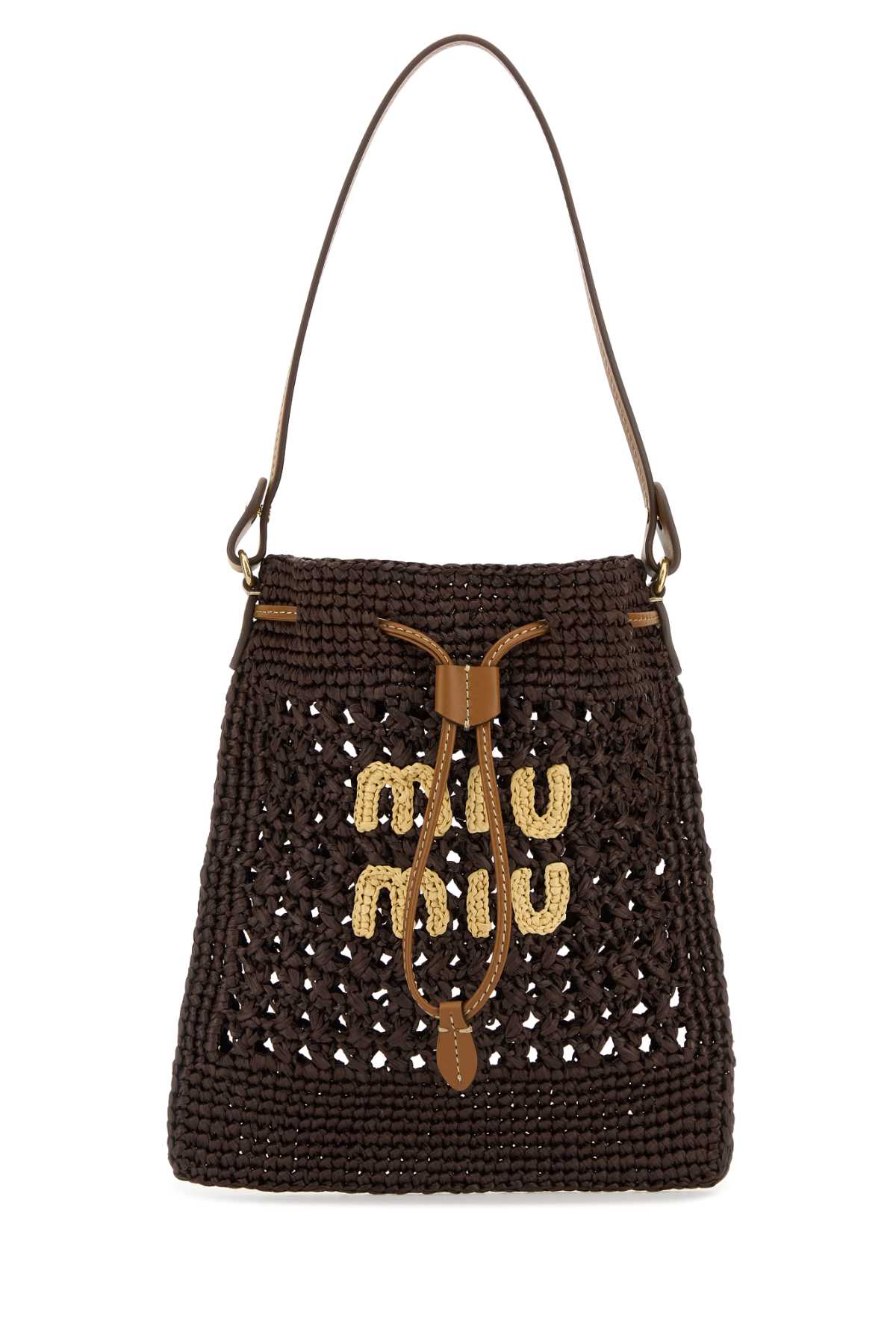 MIU MIU Mini Raffia Shoulder Handbag