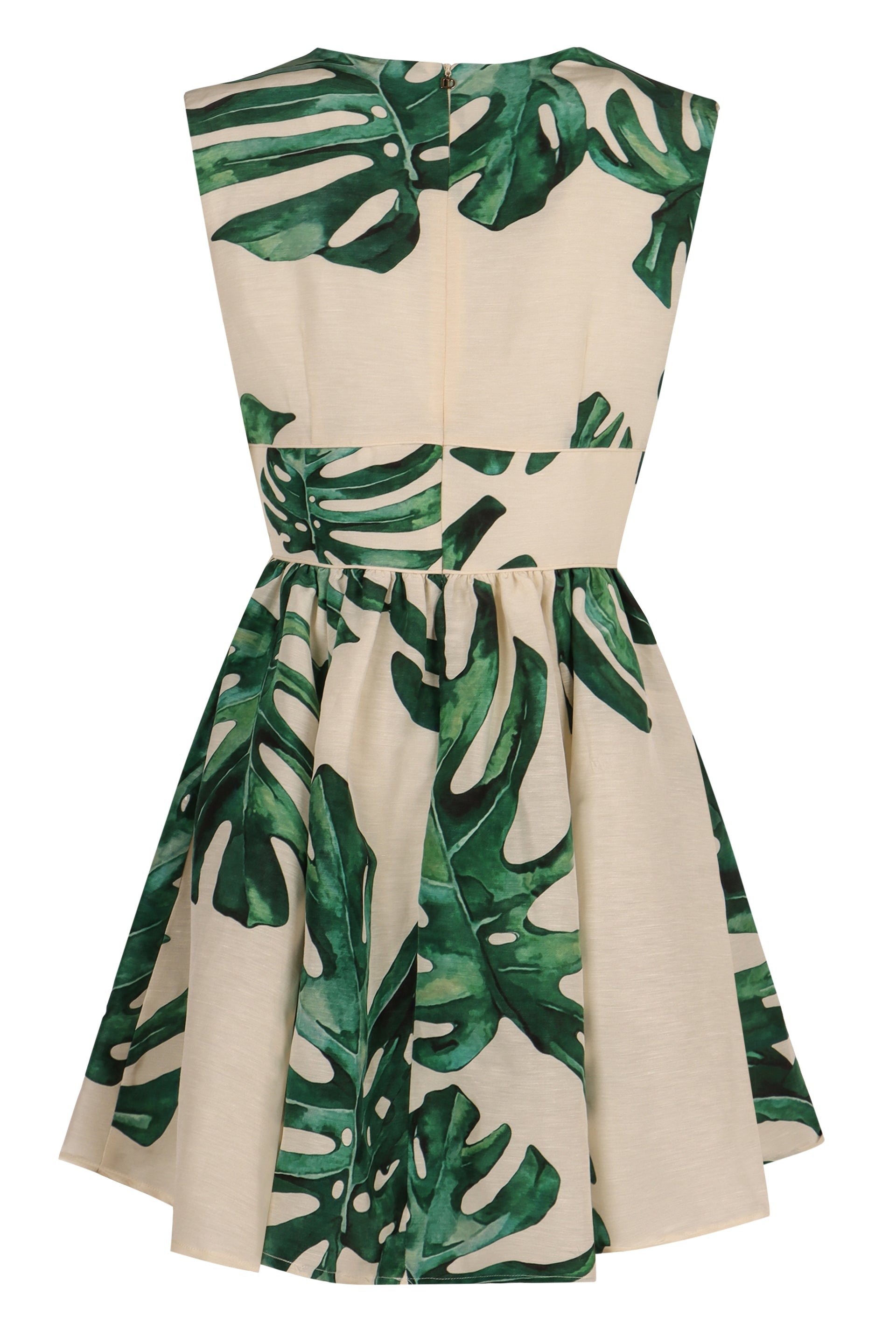 RAQUEL DINIZ Elegant Linen and Silk Mini Dress with Front Bow