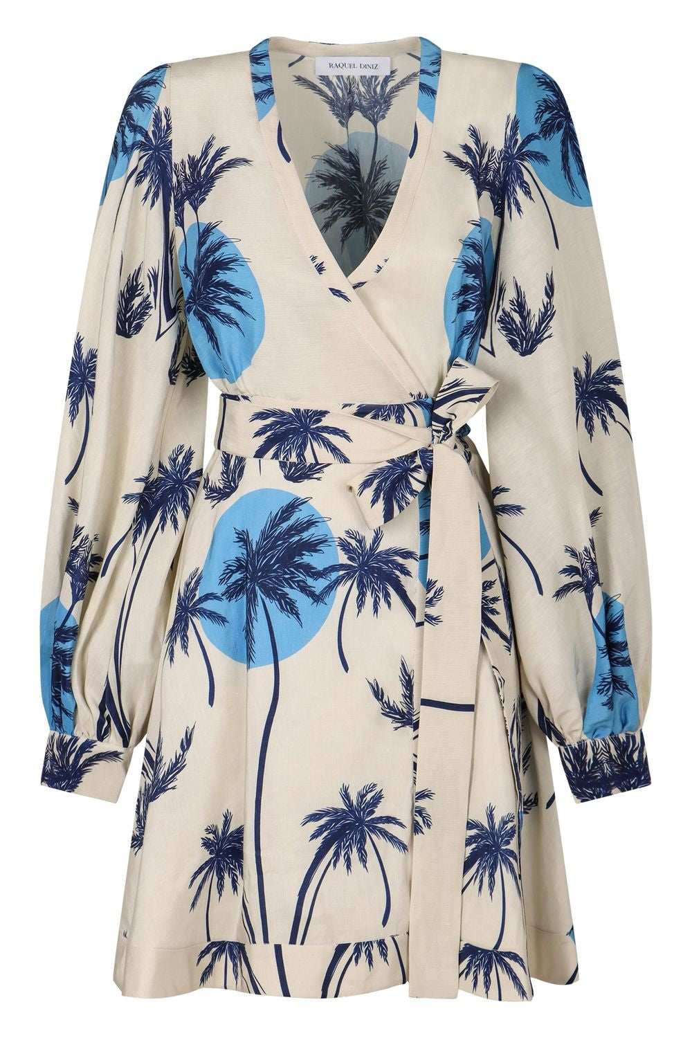 RAQUEL DINIZ Women's Wrap Dress with Balloon Sleeves