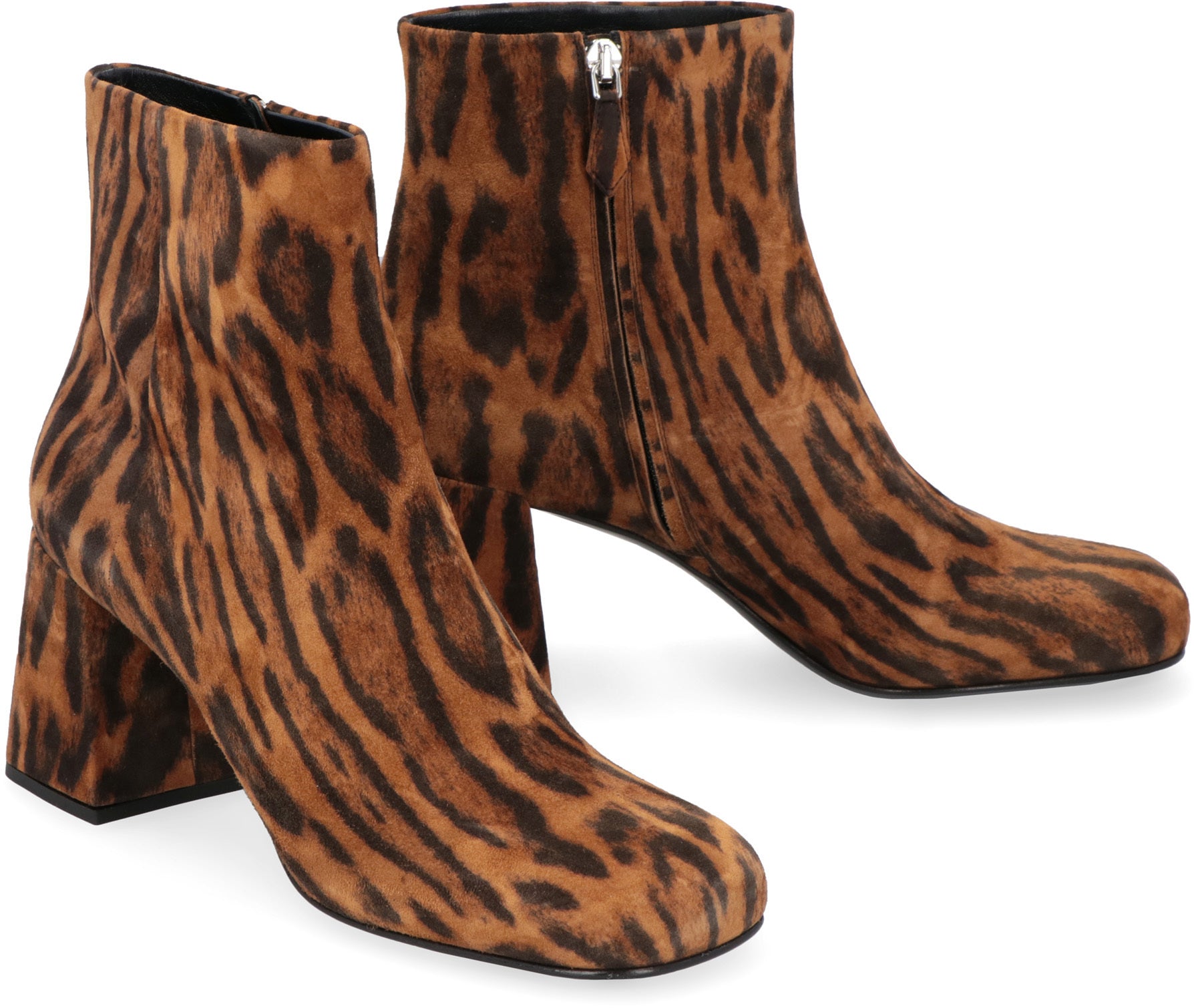 MIU MIU Suede Ankle Boots with Block Heel