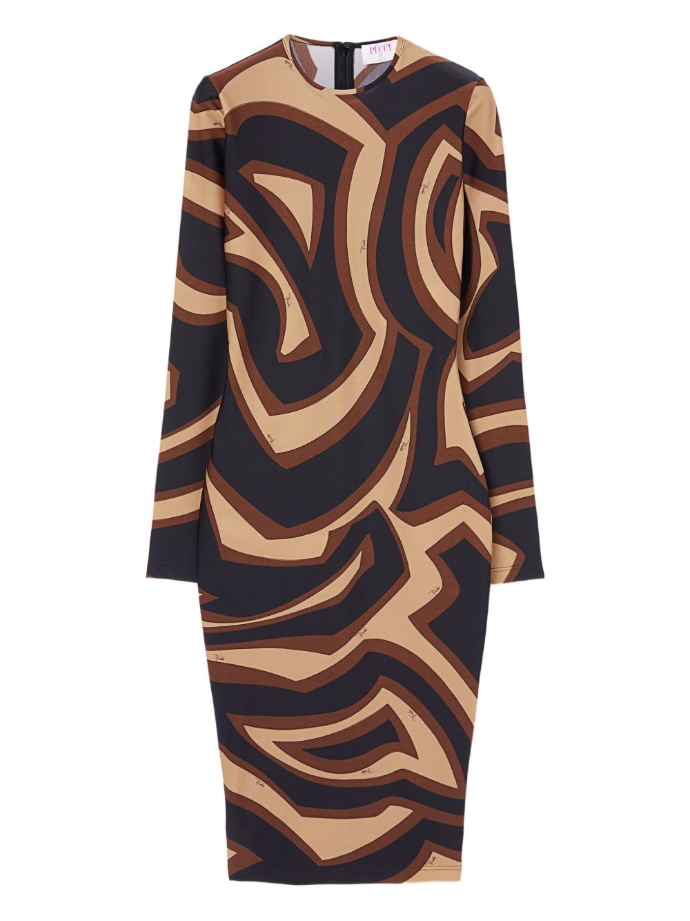 EMILIO PUCCI Wave Print Long Sleeve Midi Dress