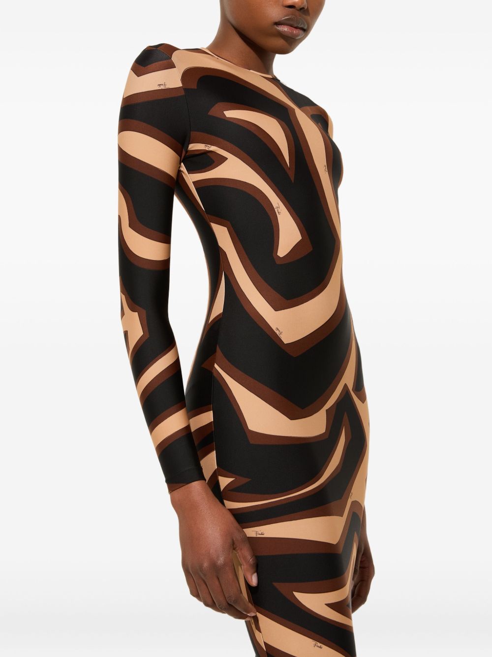 EMILIO PUCCI Wave Print Long Sleeve Midi Dress