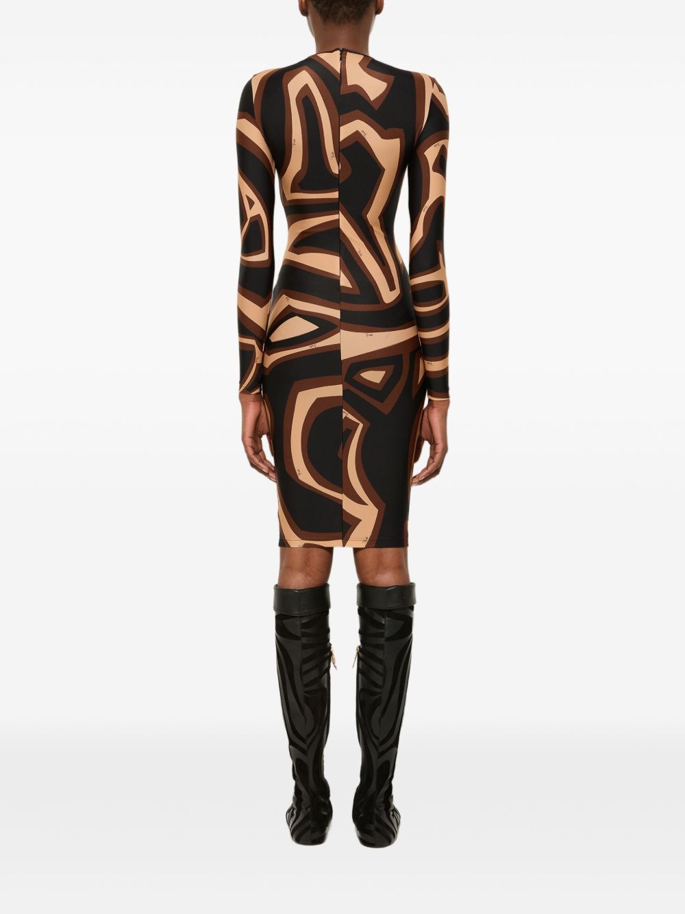 EMILIO PUCCI Wave Print Long Sleeve Midi Dress