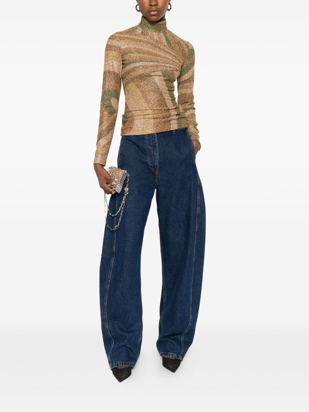 EMILIO PUCCI High Neck Long Sleeve Printed Top