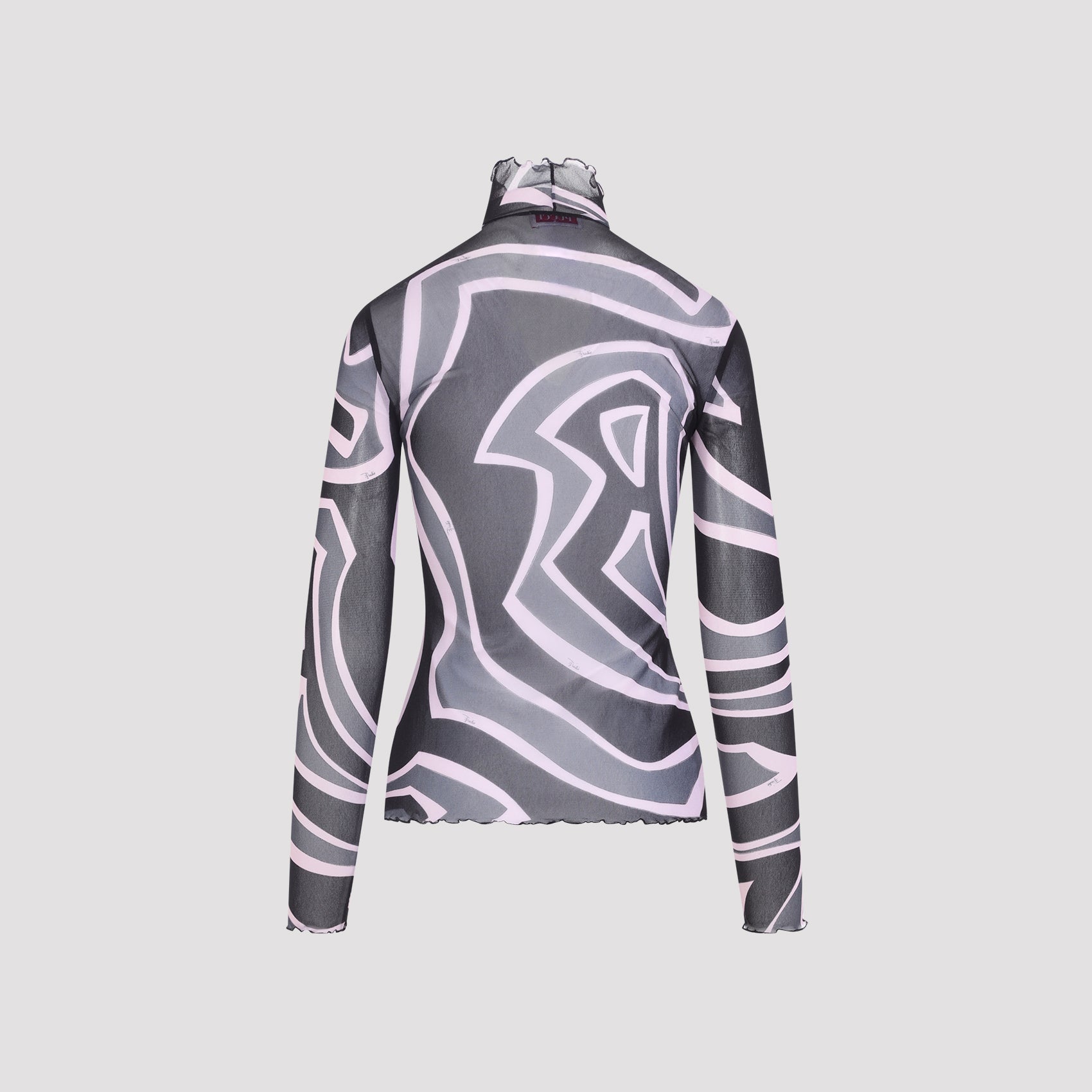 EMILIO PUCCI Semi Sheer Printed Long-Sleeved High-Neck Top