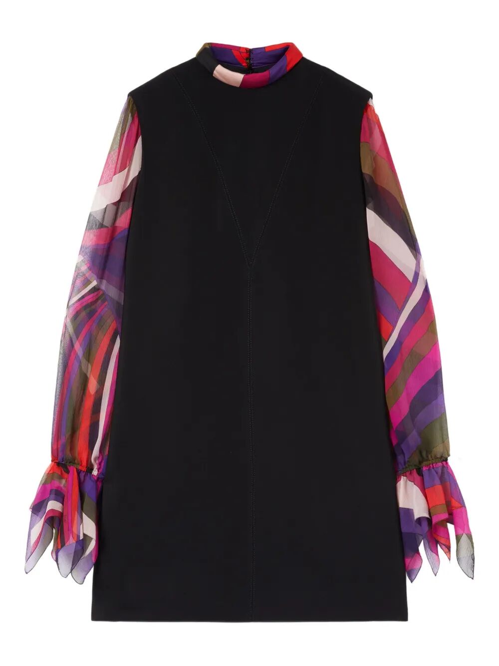 EMILIO PUCCI Printed Sleeve Heavy Cady Sheath Dress - FW25