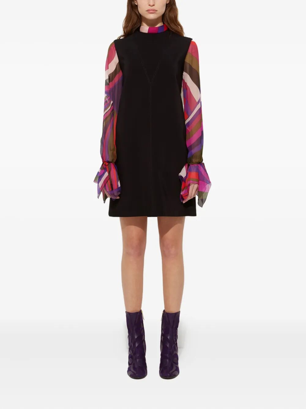 EMILIO PUCCI Printed Sleeve Heavy Cady Sheath Dress - FW25