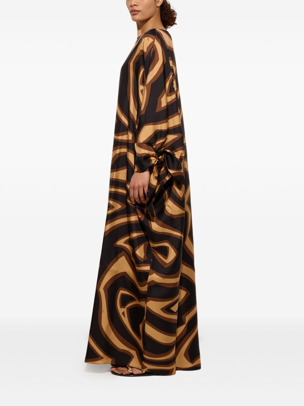 EMILIO PUCCI Printed Silk Kaftan with Long Sleeves and Tie-Fastening Cuffs