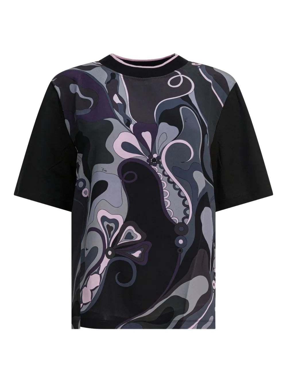 EMILIO PUCCI Cotton T-Shirt with Printed Silk Insert
