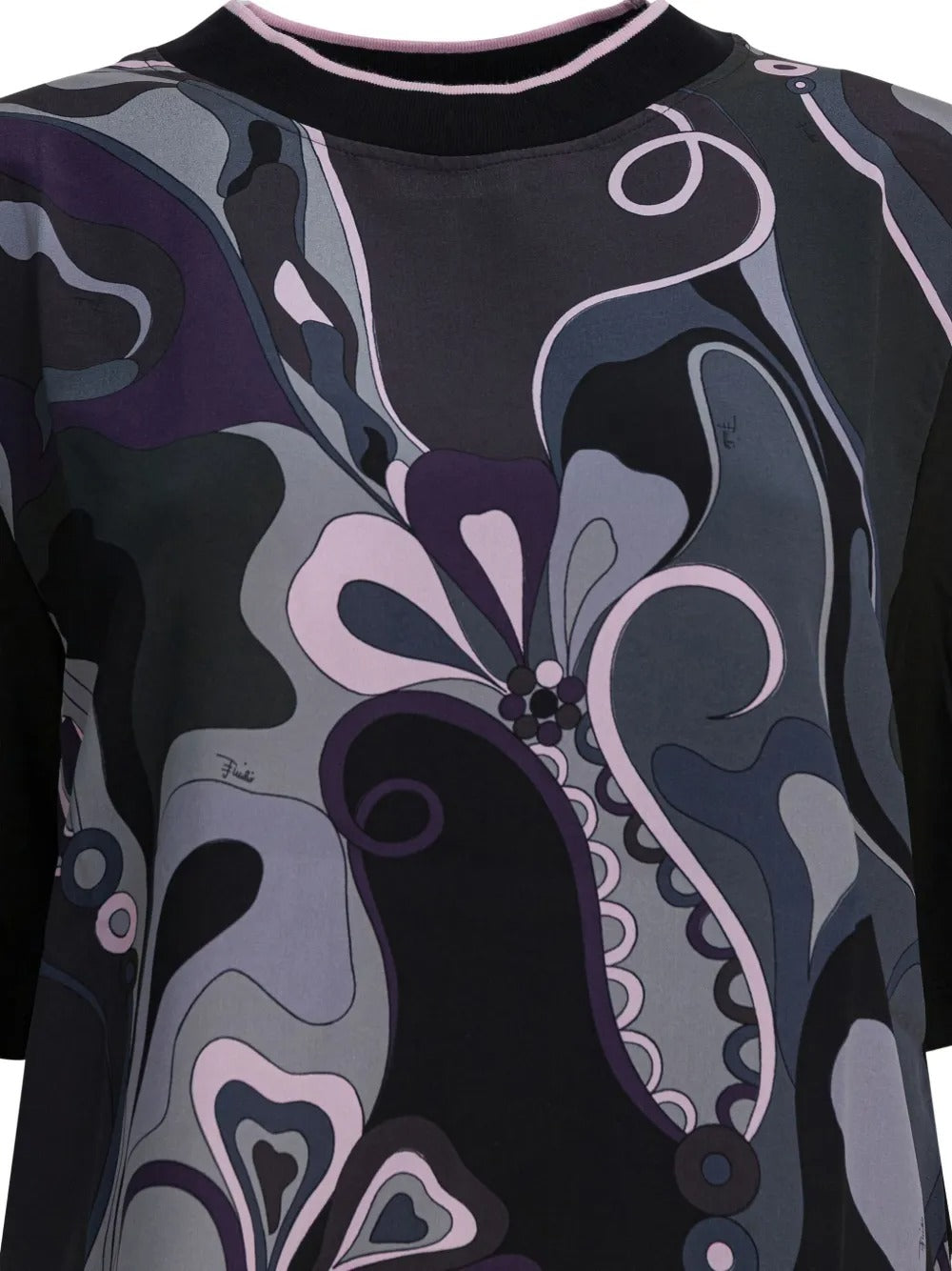 EMILIO PUCCI Cotton T-Shirt with Printed Silk Insert