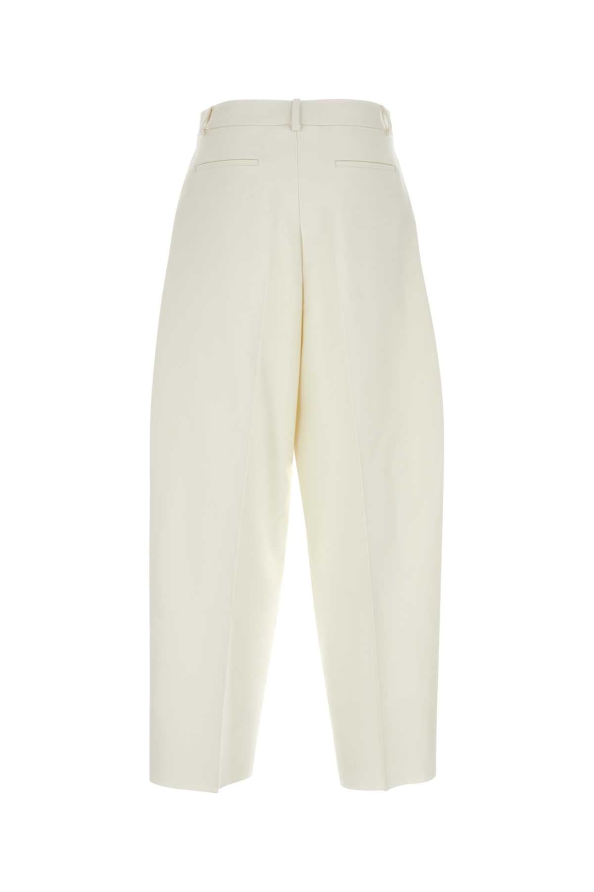 VALENTINO GARAVANI Ivory Wool Blend Formal Trousers for Men