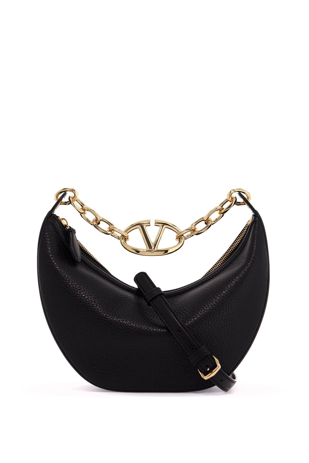 VALENTINO GARAVANI Mini Leather Hobo Handbag with Logo Moon Detail