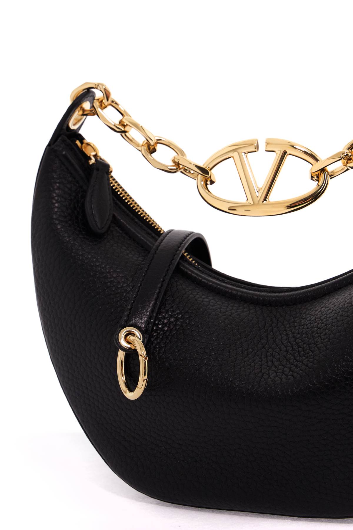 VALENTINO GARAVANI Mini Leather Hobo Handbag with Logo Moon Detail