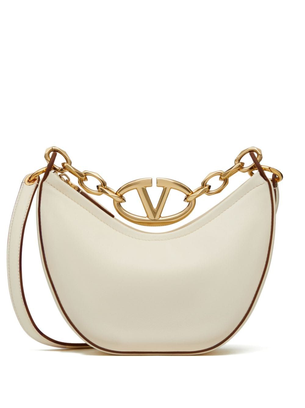 VALENTINO GARAVANI Mini Leather Hobo Handbag with Signature Logo