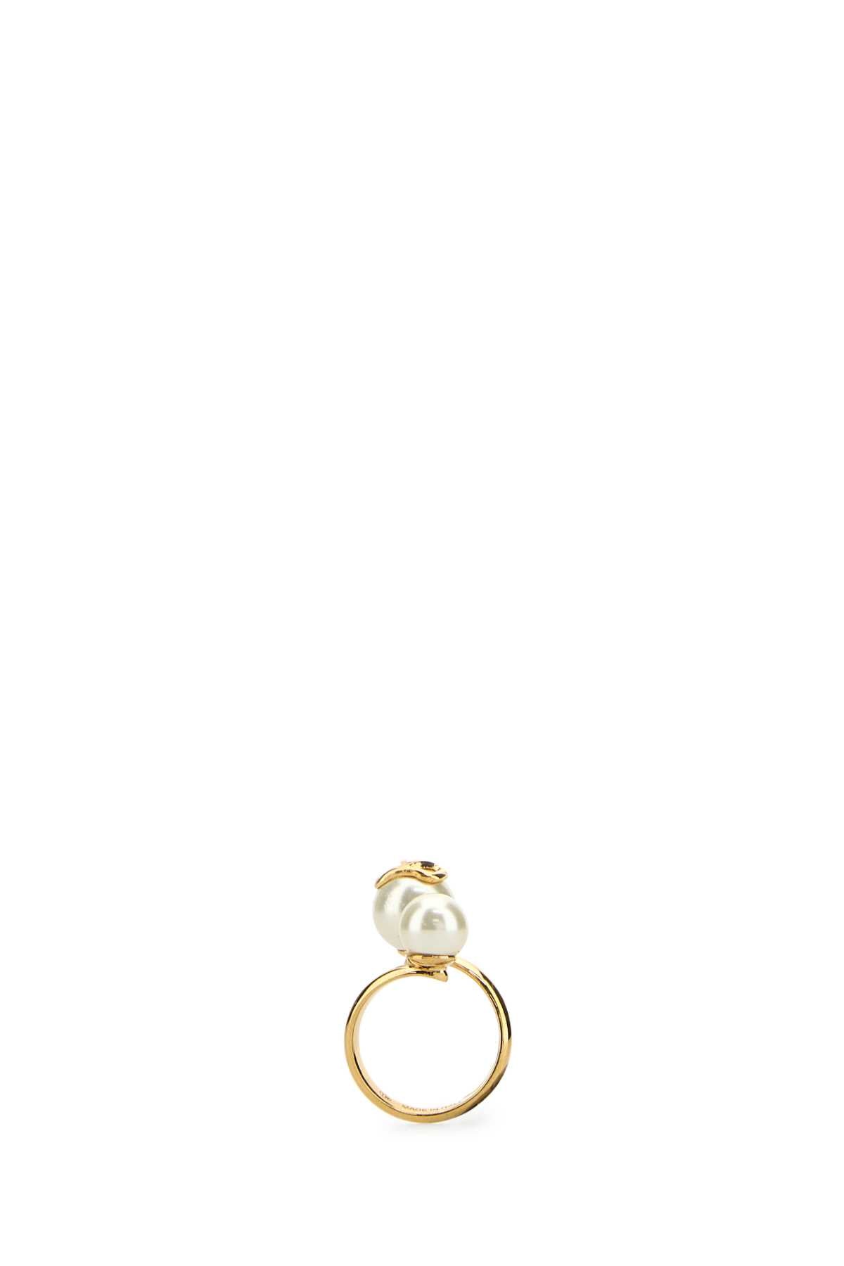 VALENTINO GARAVANI Metal Vlogo Signature Ring (Perla 8-10MM)
