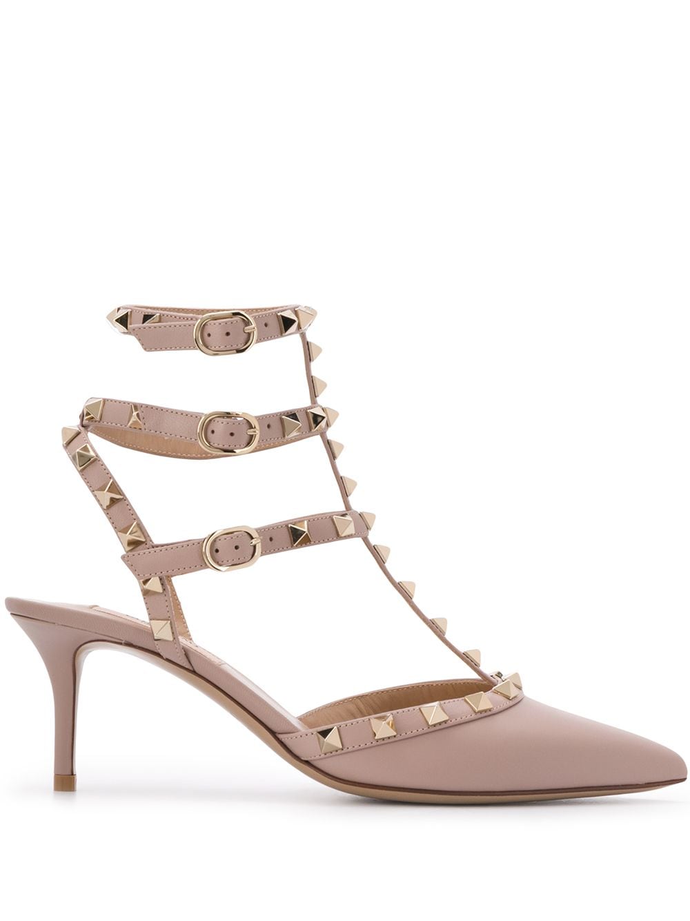 VALENTINO GARAVANI Rockstud Leather Pumps with Buckled Ankle Strap