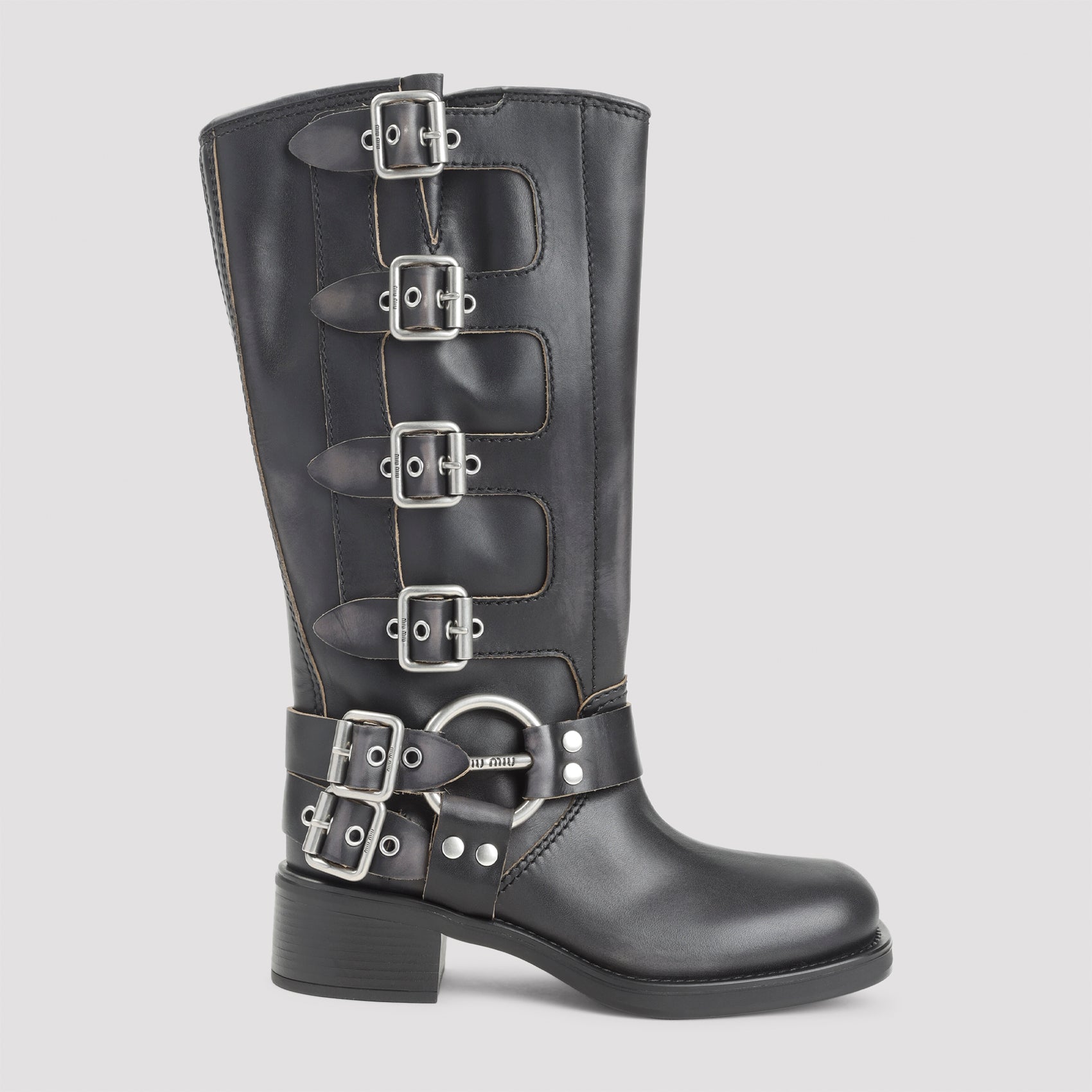 MIU MIU Elegant Leather Ankle Boots for Women