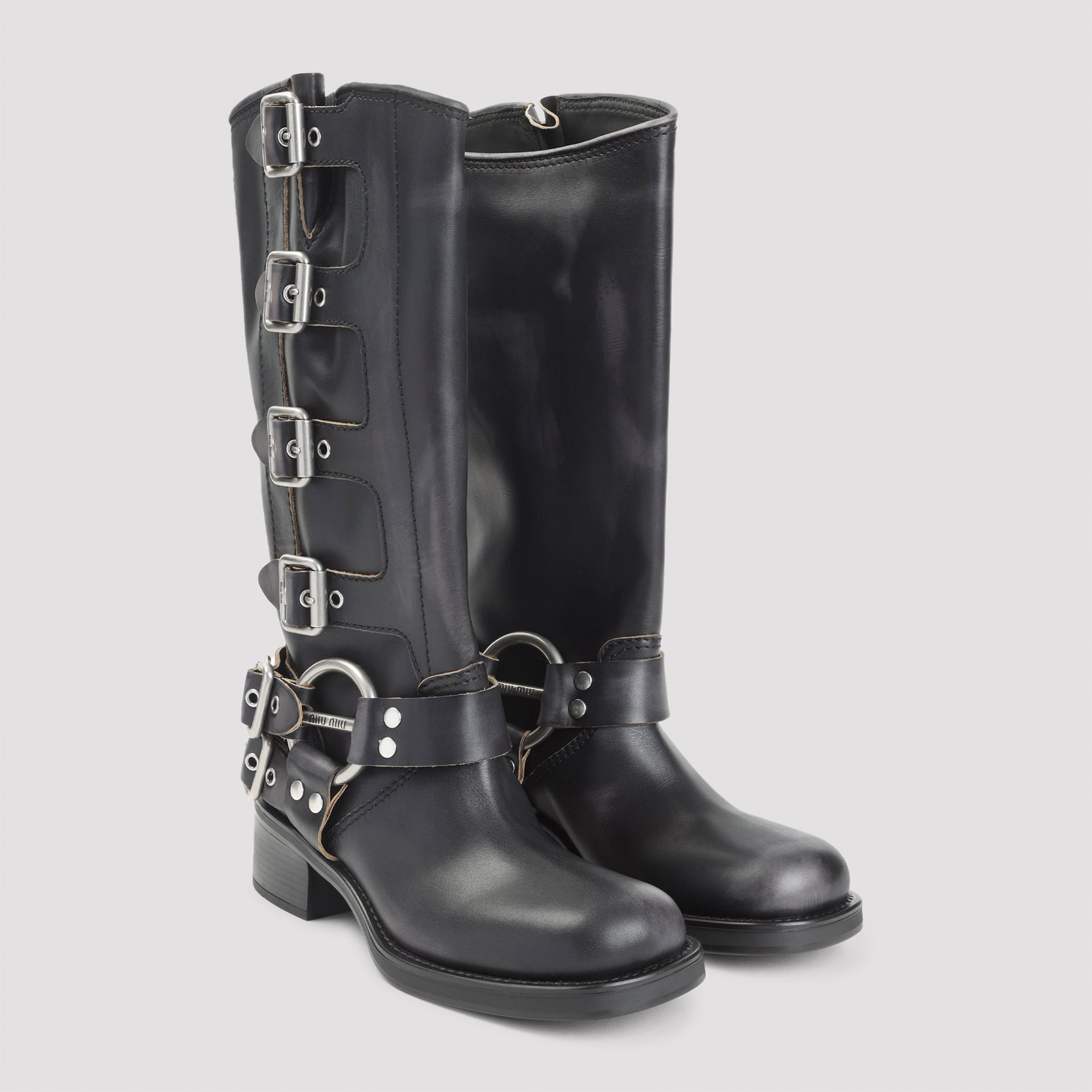 MIU MIU Elegant Leather Ankle Boots for Women
