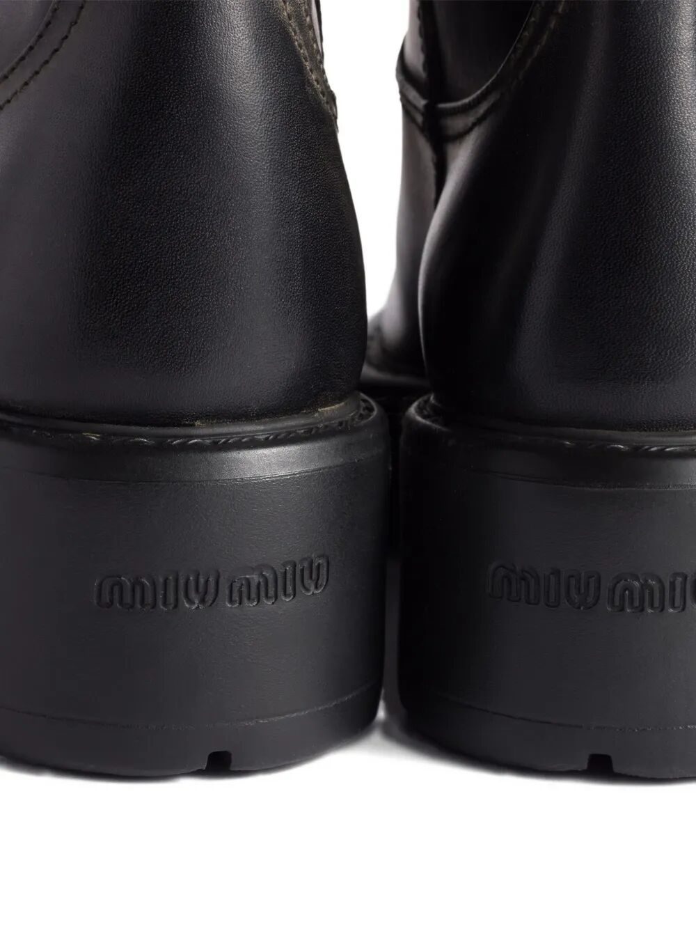 MIU MIU Antiqued Finish Leather Boots with 5.5 cm Heel