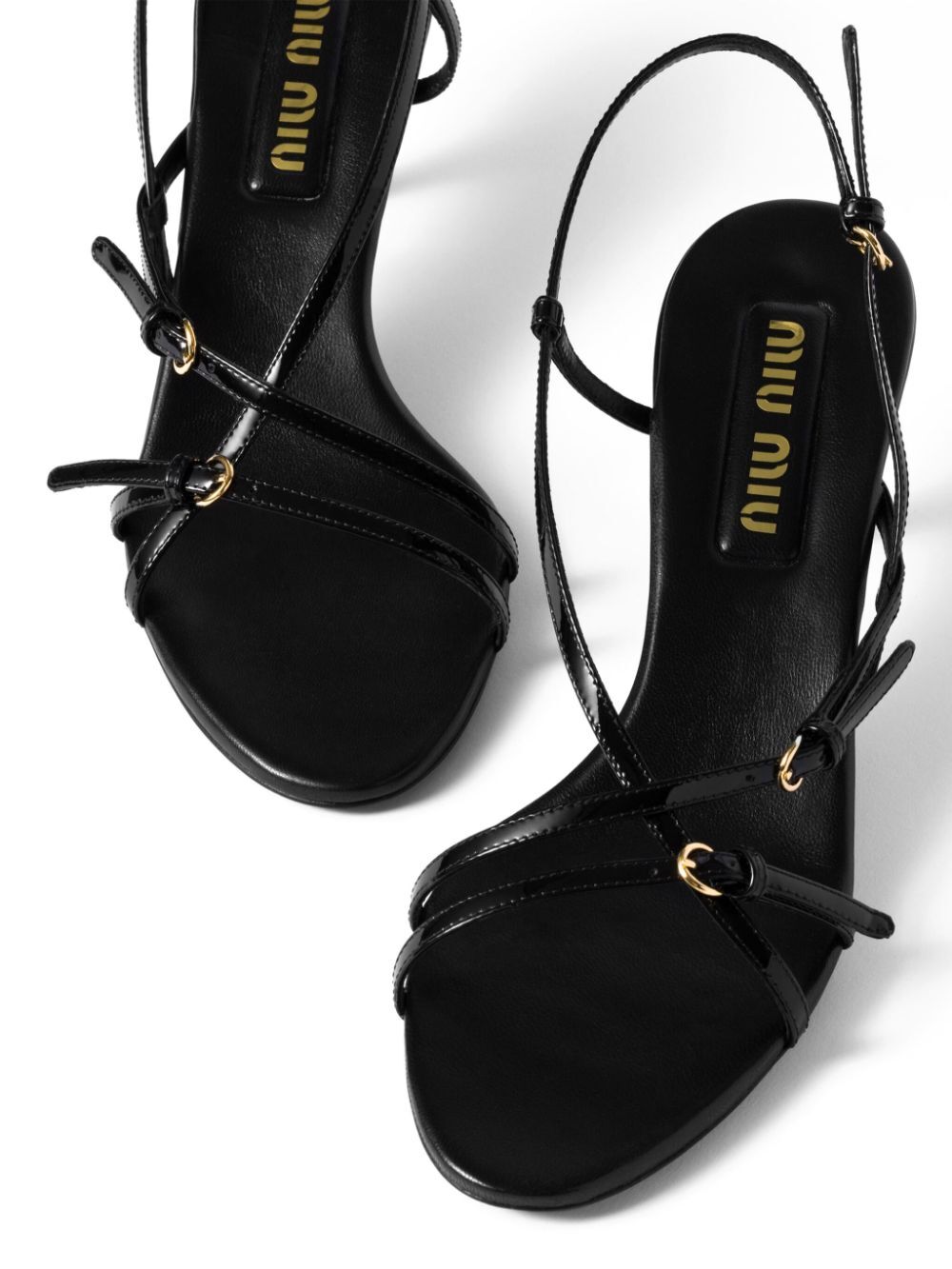 MIU MIU Patent Leather Mini Sandals with Buckles