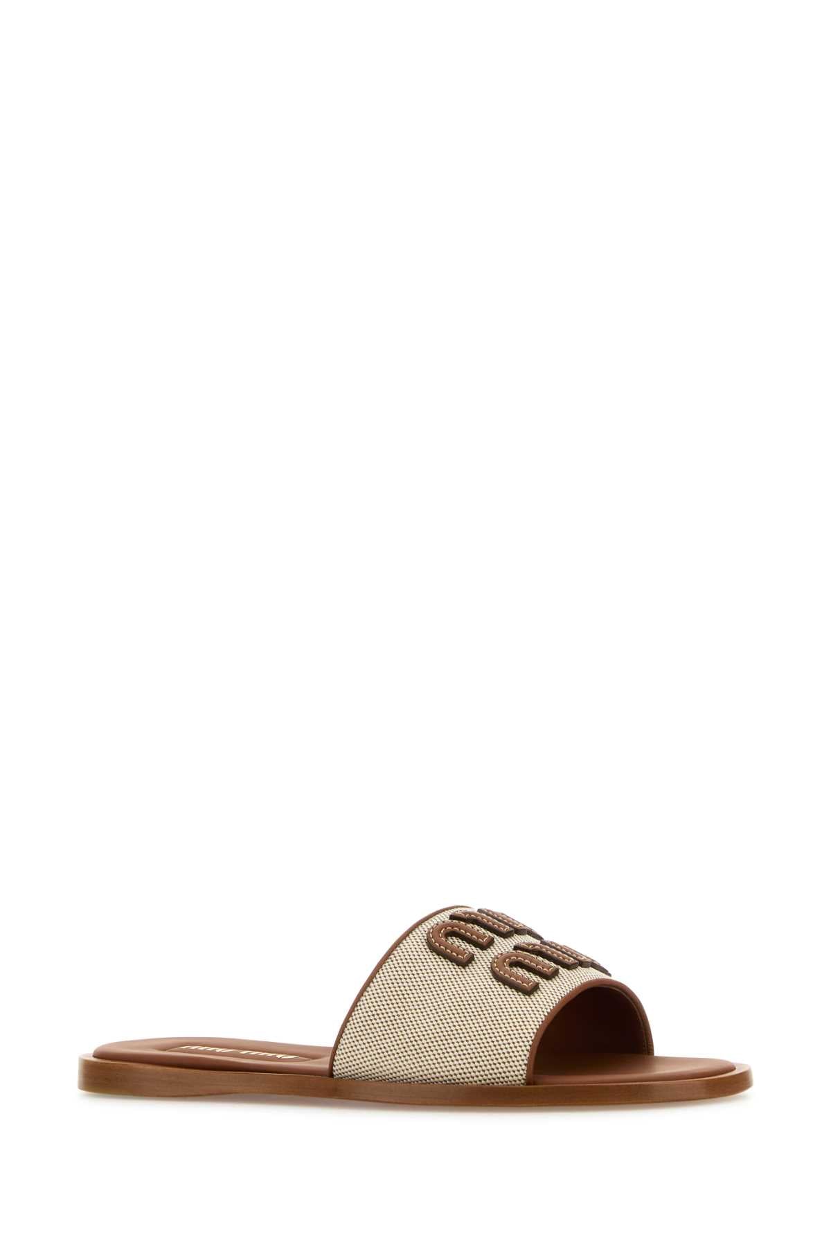 MIU MIU Two-Tone Canvas Slippers for Women