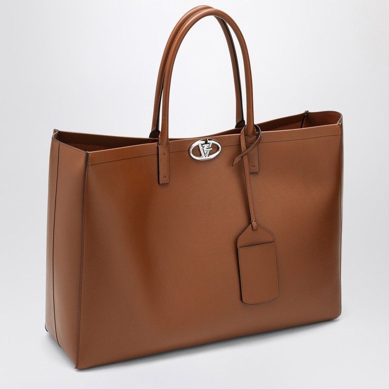 VALENTINO GARAVANI Bold Leather Vlogo Shopping Tote Handbag E/W