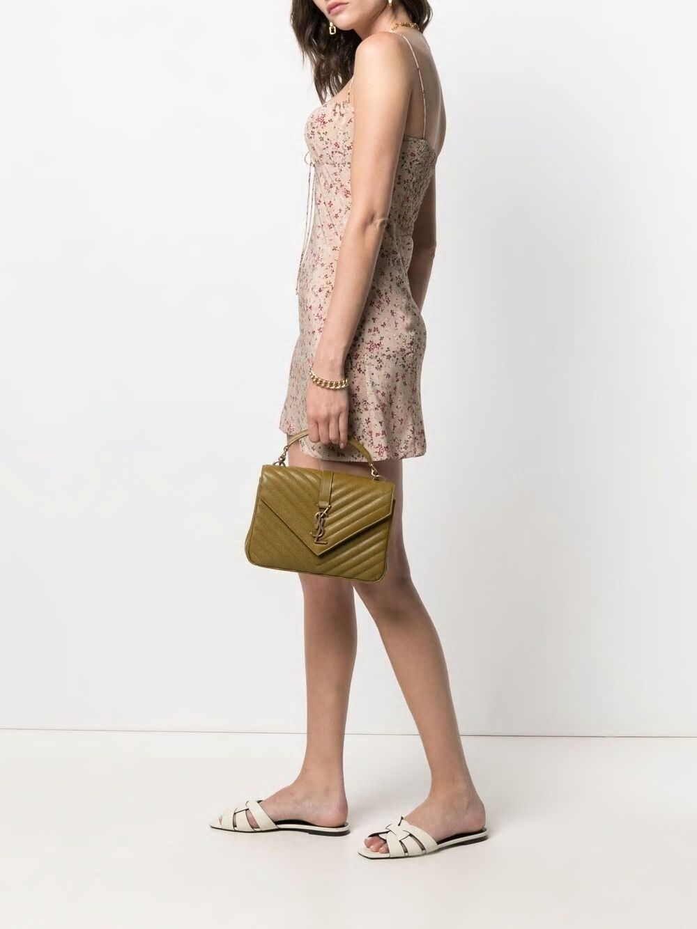 SAINT LAURENT Mini College Logo Plaque Shoulder Handbag