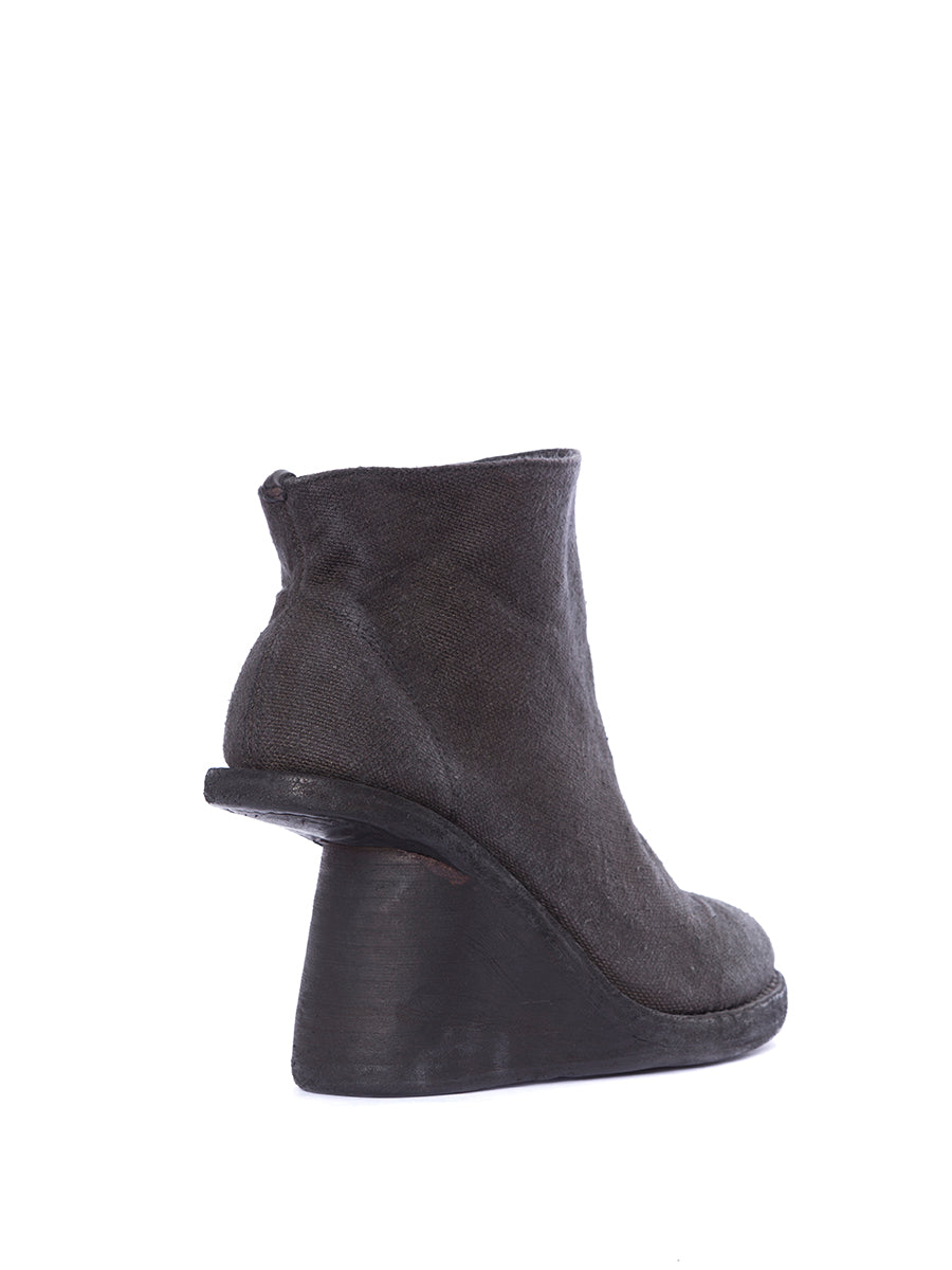 GUIDI Linen Wedge Boots with 8 cm Heel for Women