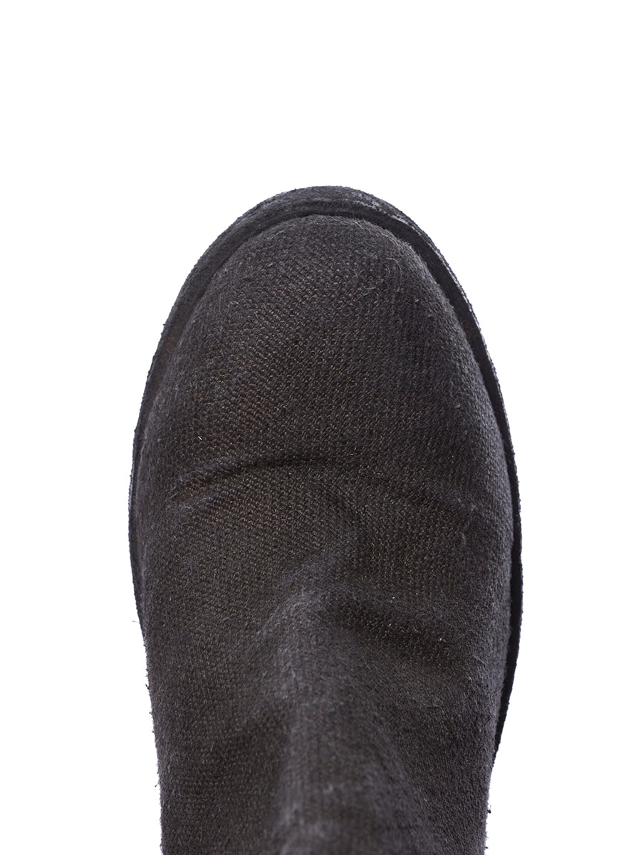 GUIDI Linen Wedge Boots with 8 cm Heel for Women