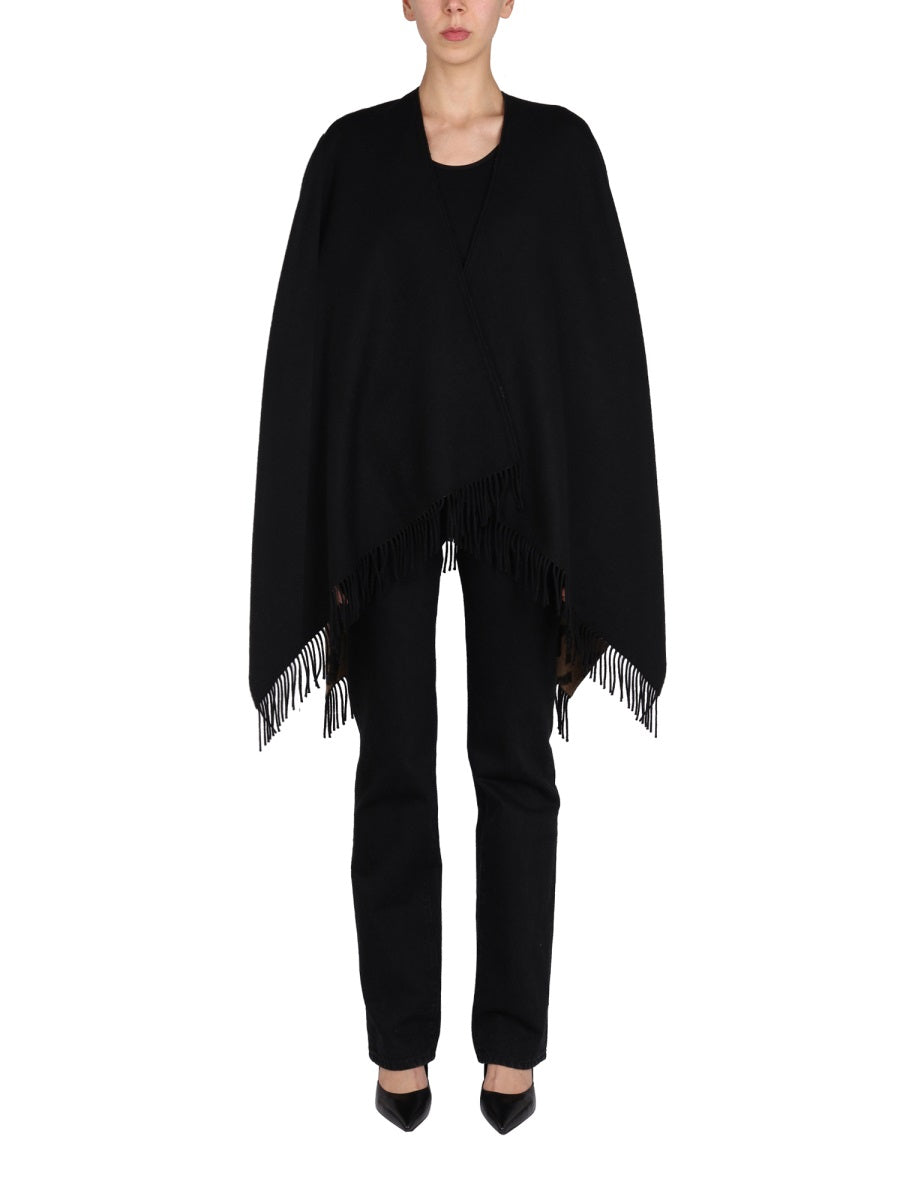 FENDI Reversible Poncho with FF Logo - Open Neck