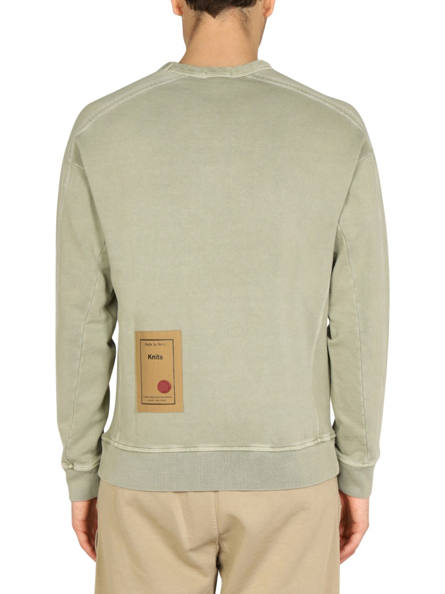 TEN C Cross-Neck Mini Logo Sweatshirt for Men