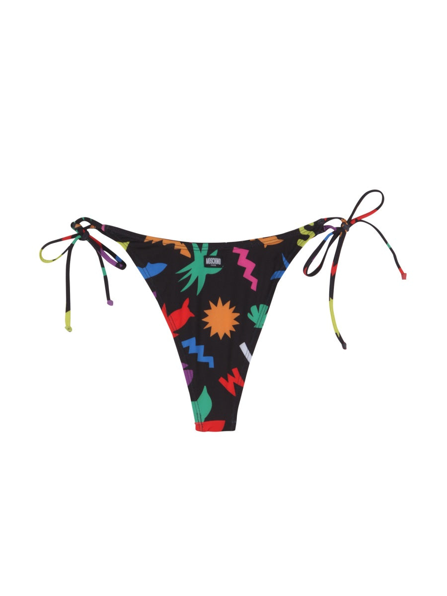 MOSCHINO All Over Print Bikini Briefs with Side Knots - Mini Style