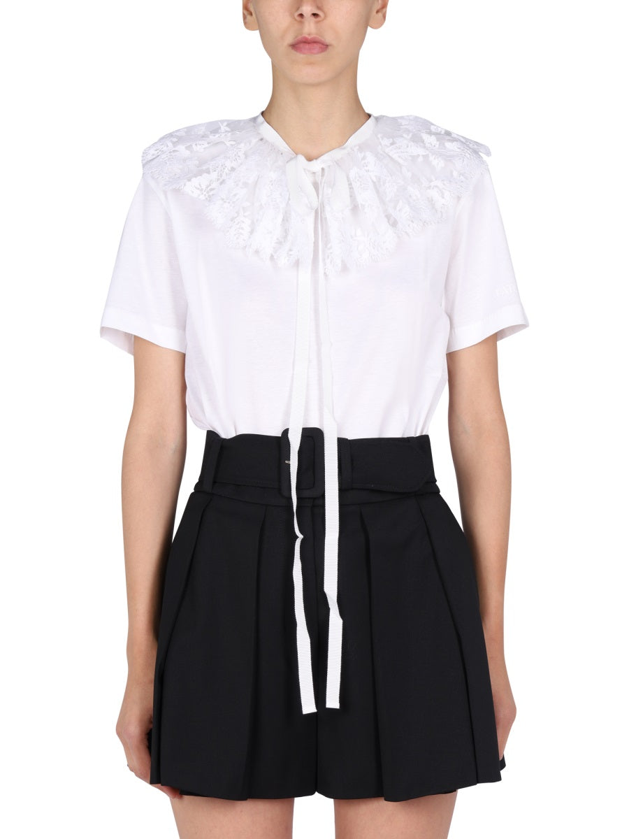PATOU Embroidered Lace Collar T-Shirt - L