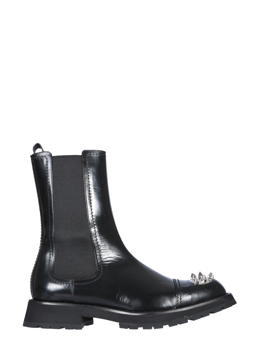 ALEXANDER McQUEEN Studded Leather Boots with 4 cm Rubber Midsole