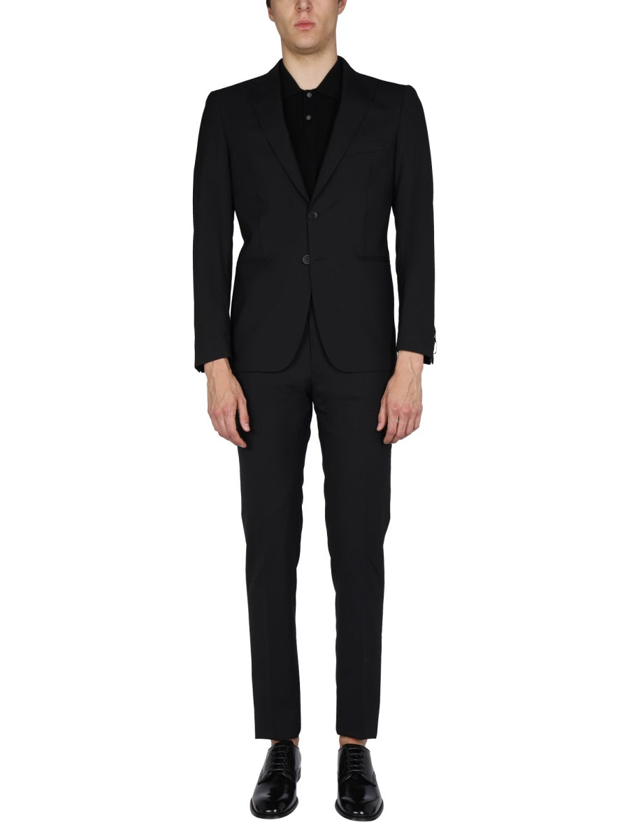 TONELLO Tailored Wool Suit Dress with Peaked Lapels