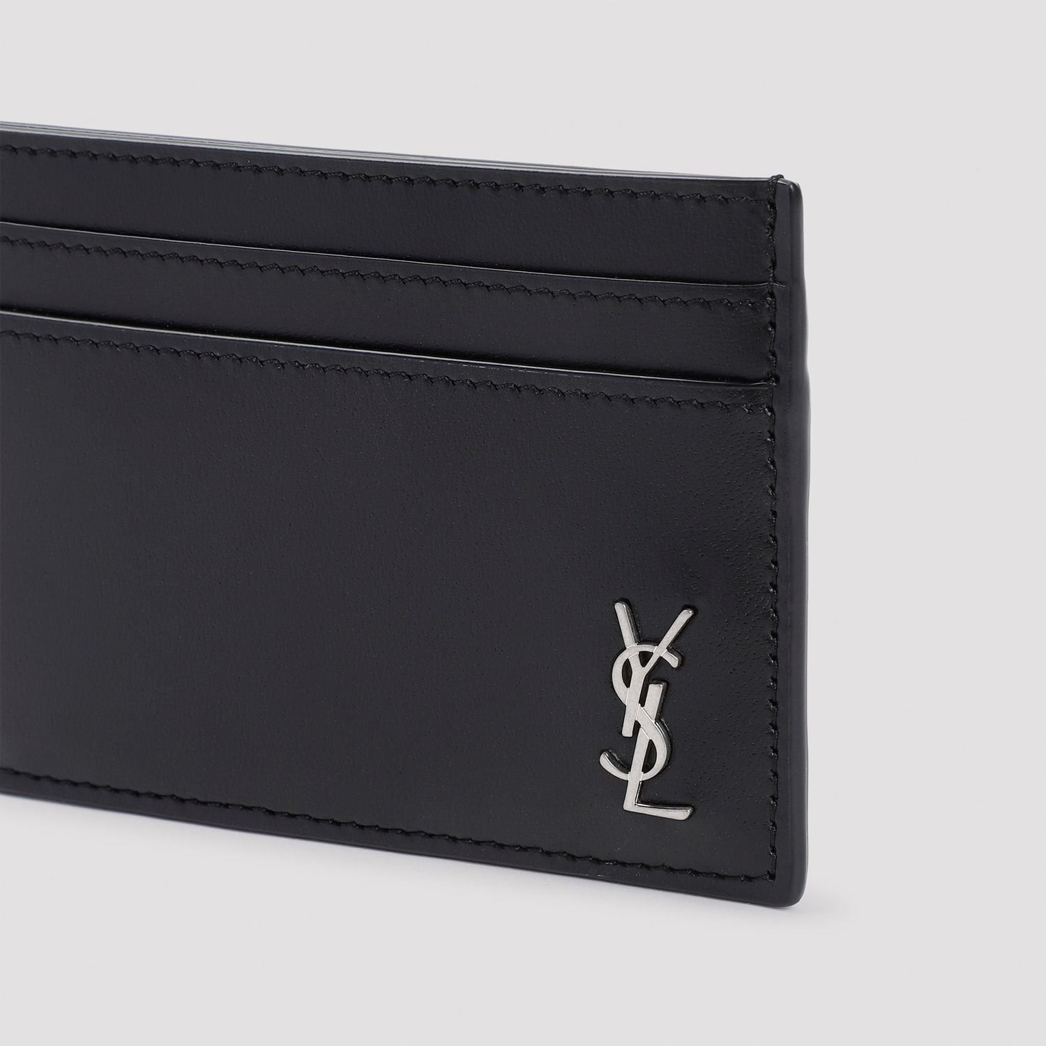 SAINT LAURENT Mini Leather Card Holder