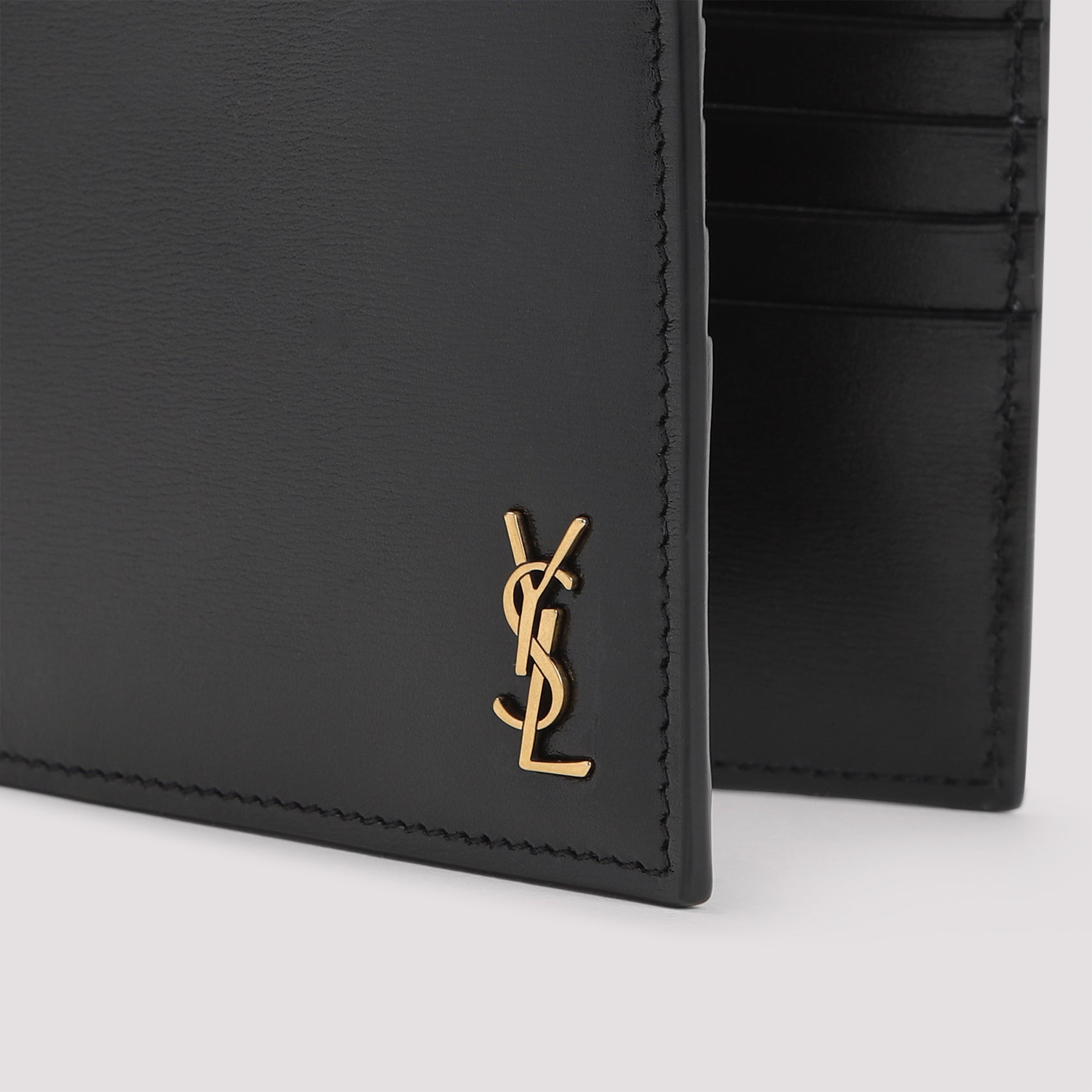 SAINT LAURENT Mini East/West Leather Wallet