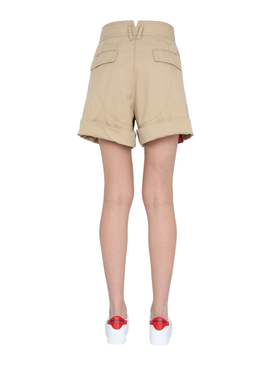 DSQUARED Women's Cargo Shorts with Concealed Zip Closure