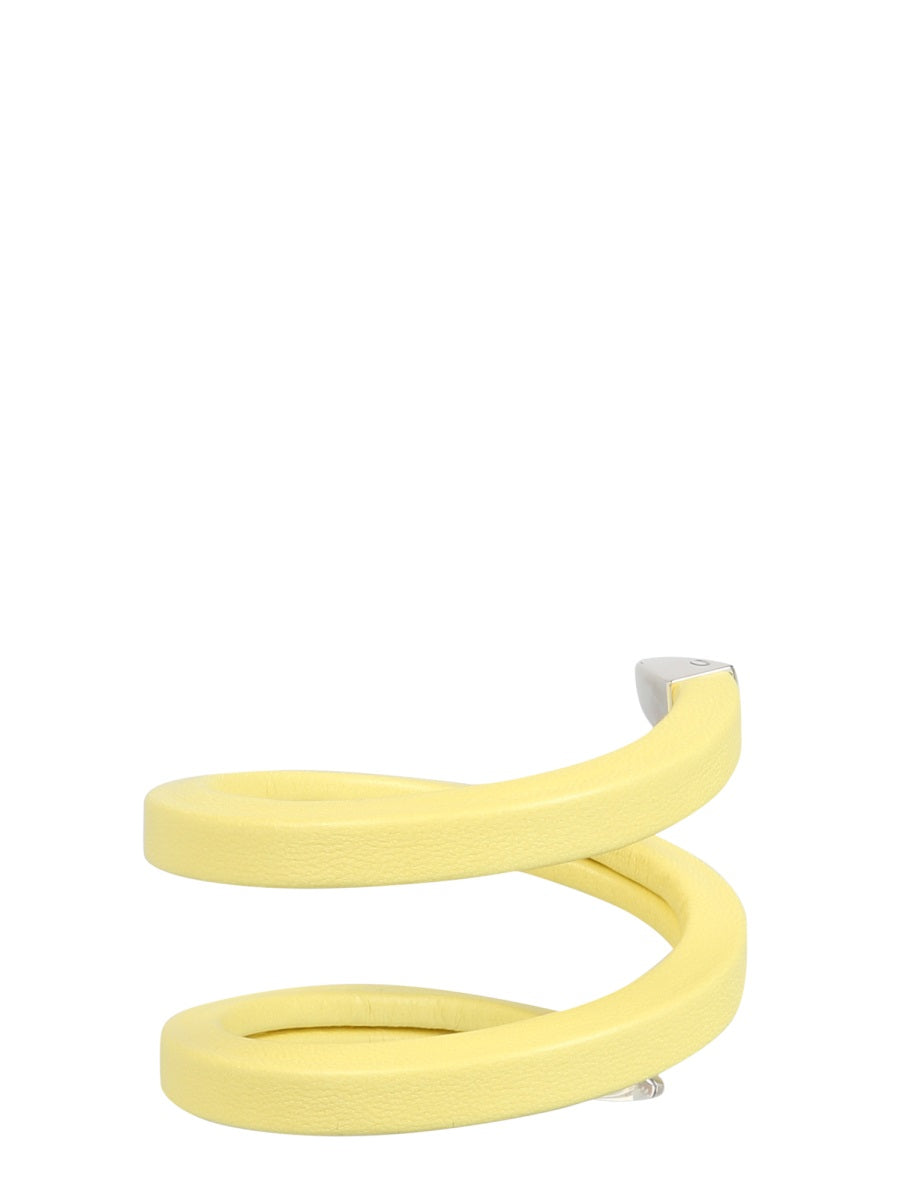 BOTTEGA VENETA Spiral Bracelet in Sterling Silver and Lambskin Leather