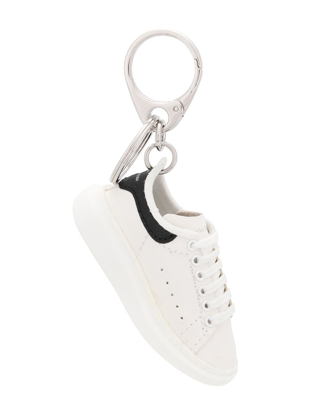 ALEXANDER MCQUEEN Leather Key Ring with Silver Metal Finish