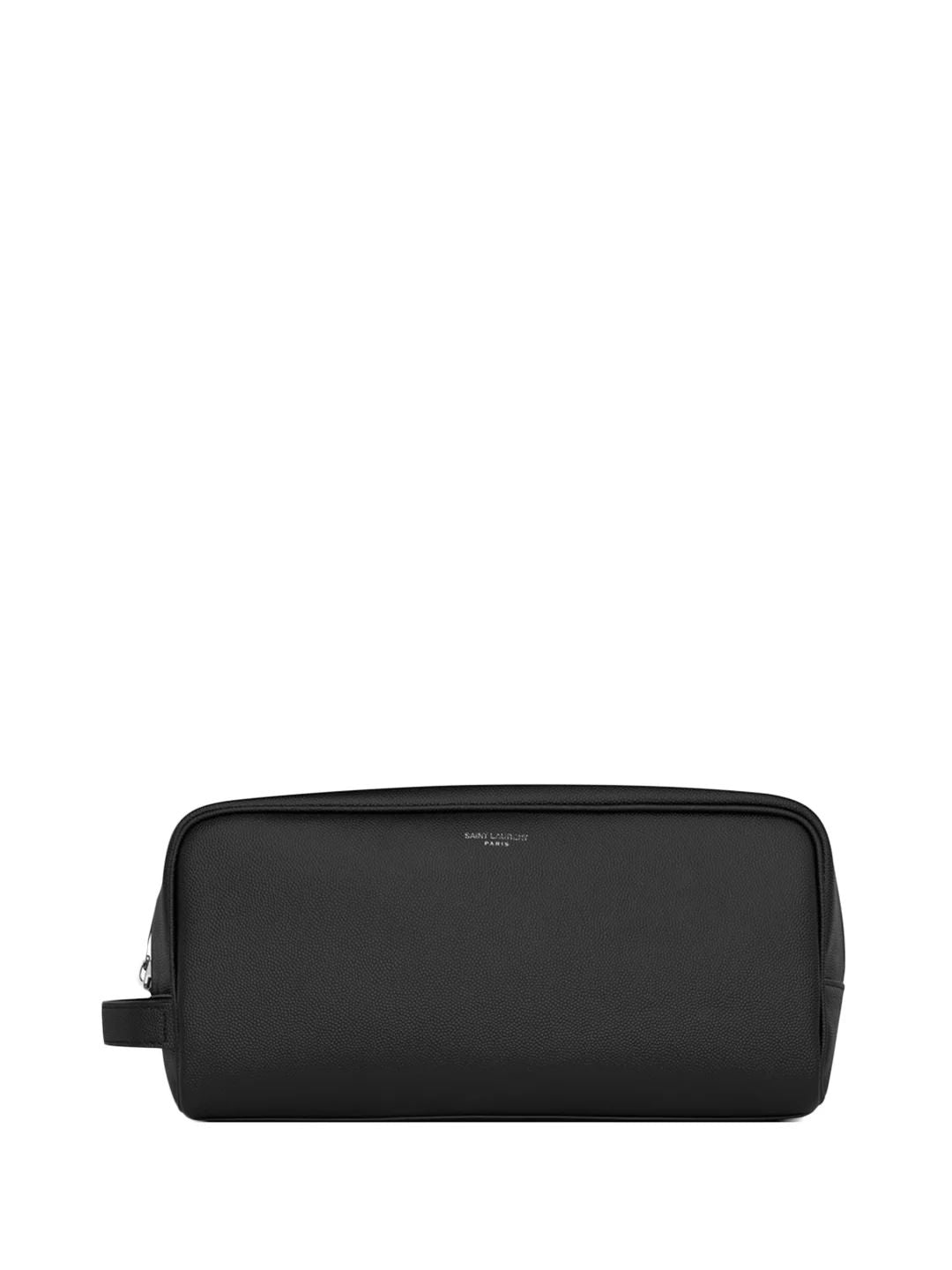 SAINT LAURENT Leather Pouch Handbag with Logo Stamp
