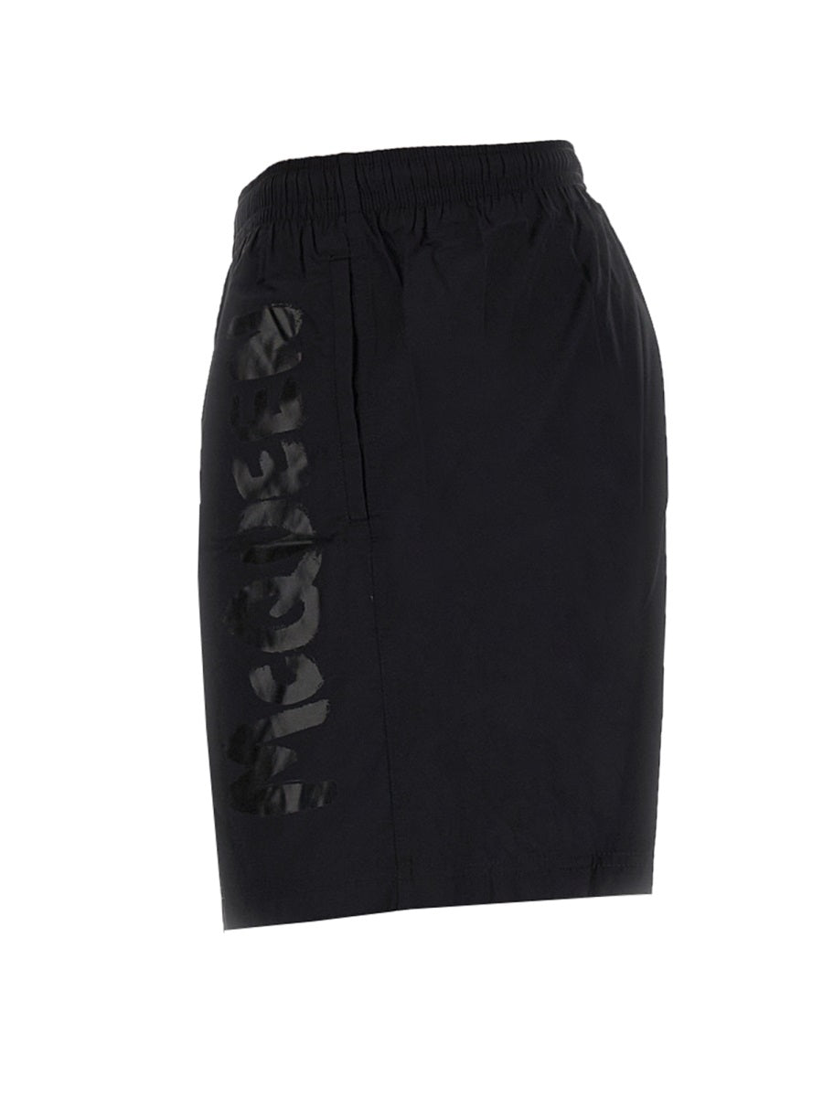 ALEXANDER McQUEEN Graffiti Logo Swimsuit with Elastic Waistband