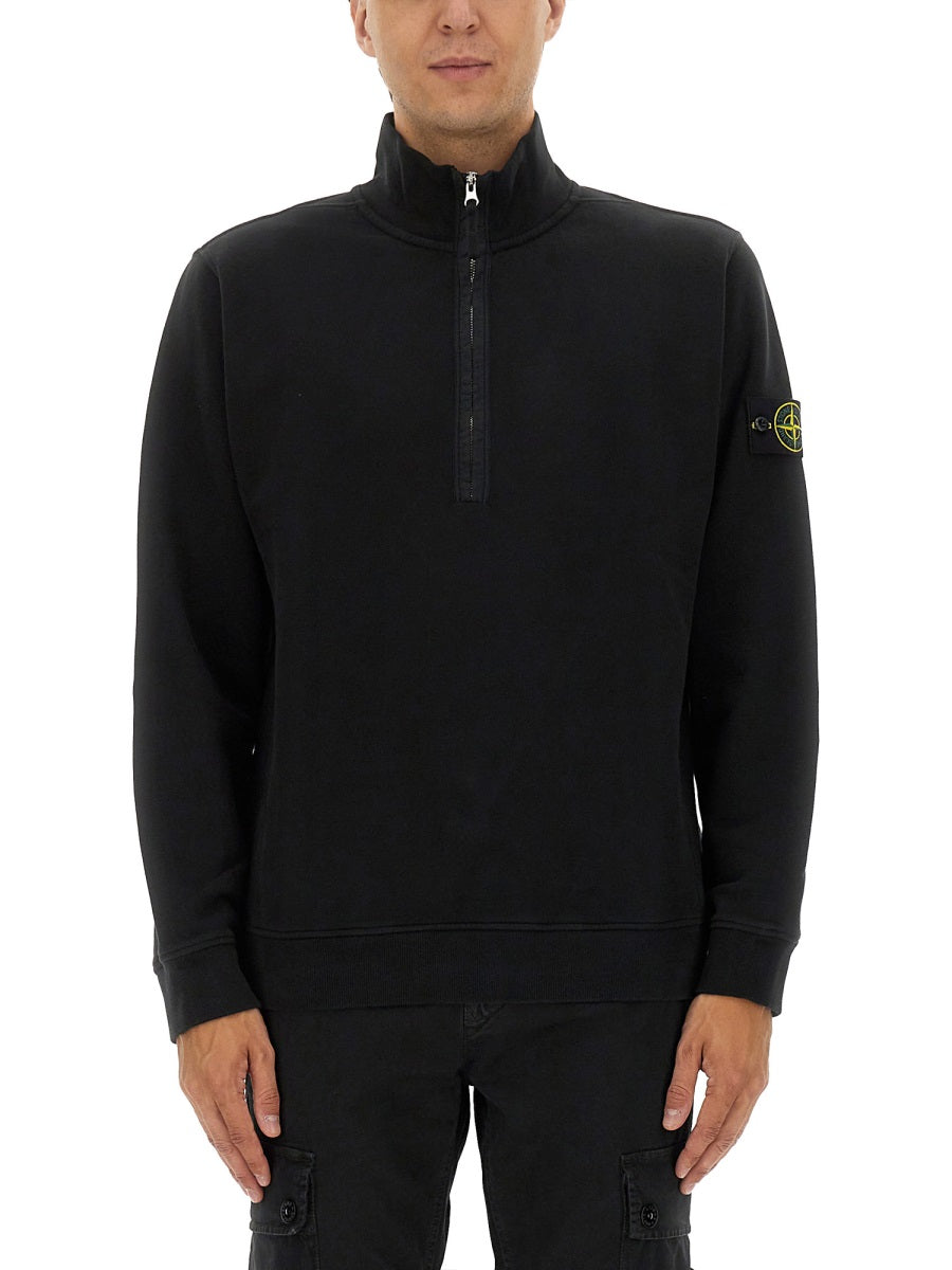 STONE ISLAND Zippered Sweatshirt with Logo - Size L