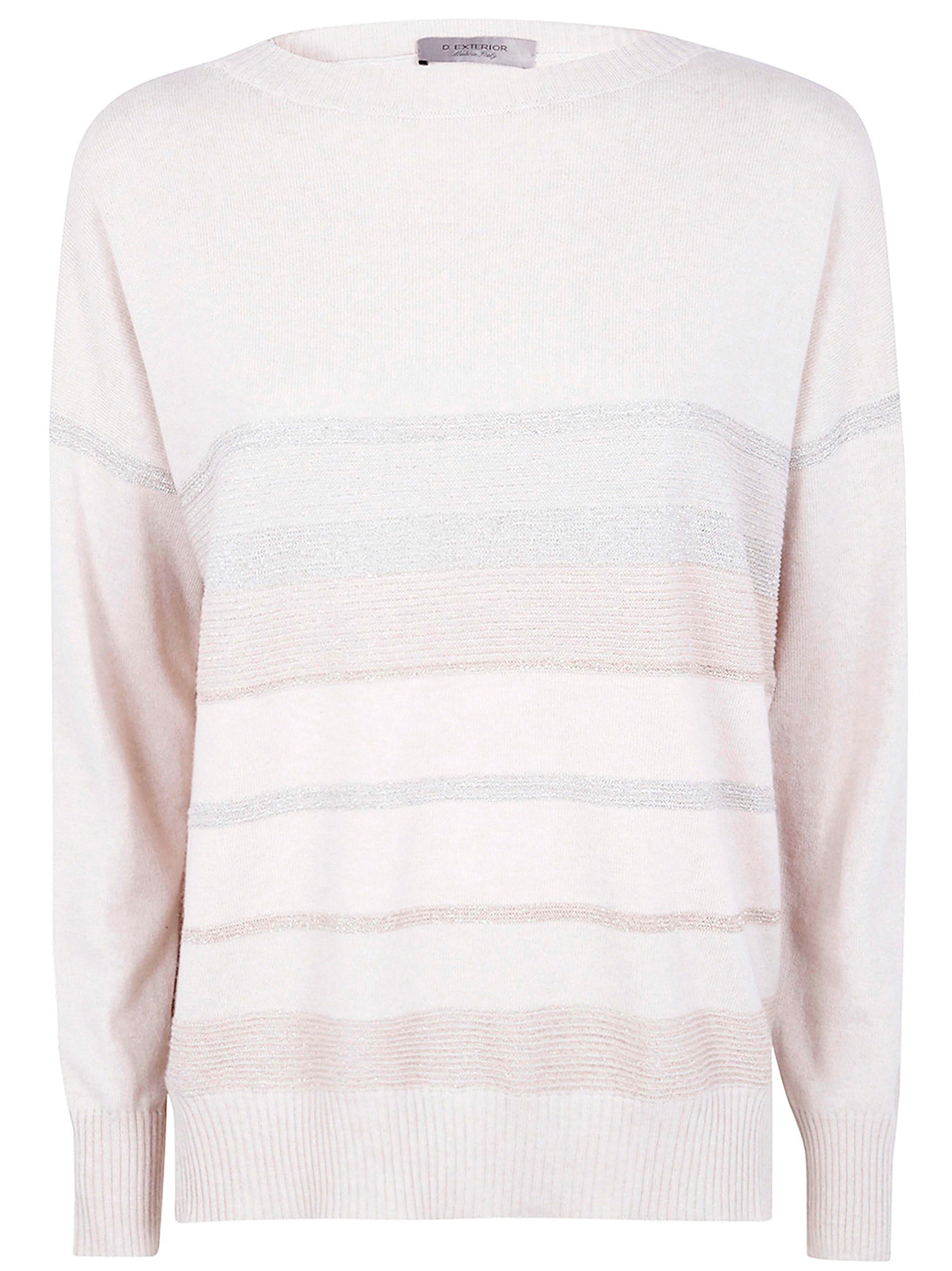 D.EXTERIOR Boatneck Long Sleeves Oversized Stripes Lux Sweater