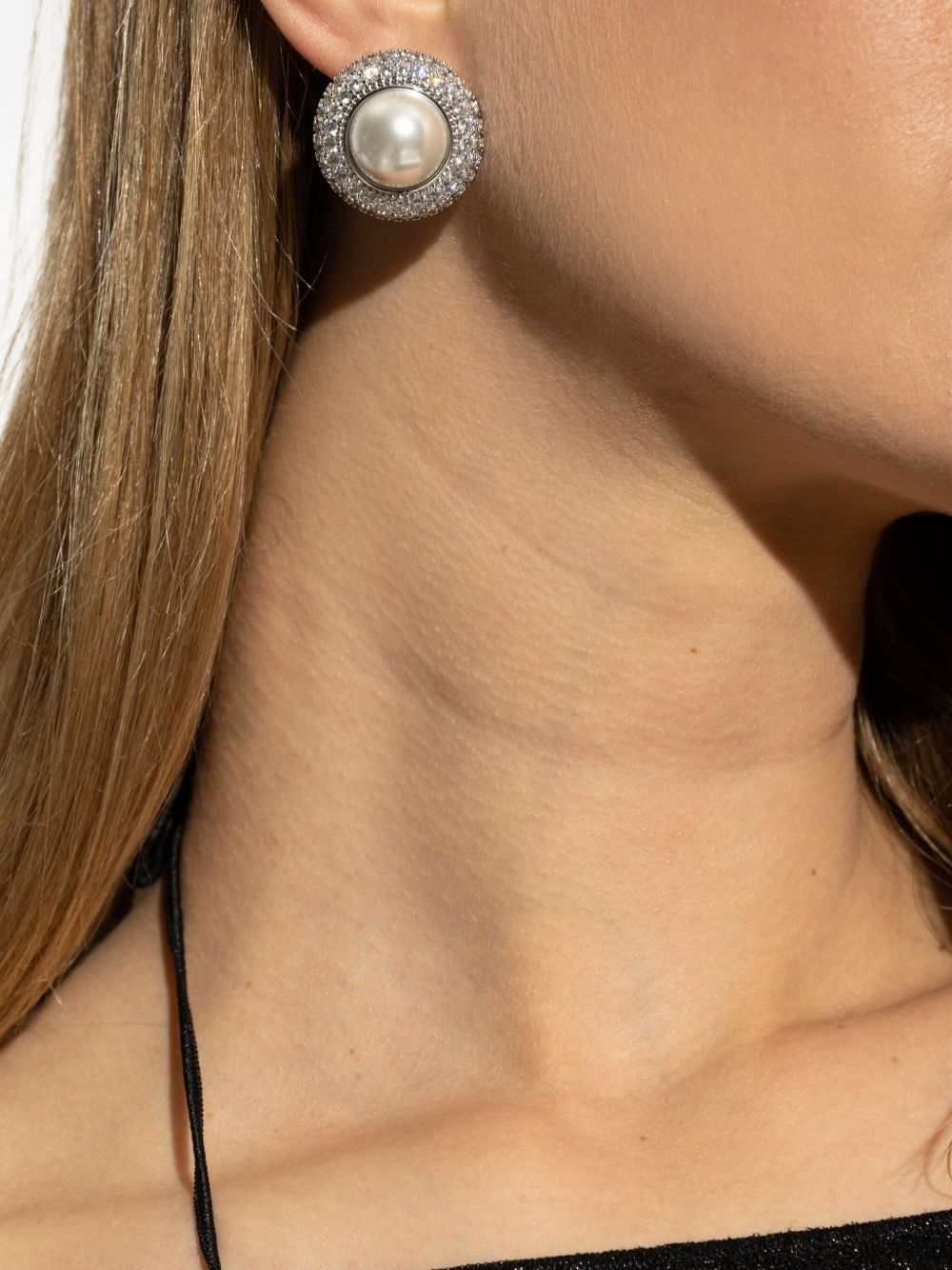 SELF-PORTRAIT Crystal-Embellished Round Pearl Earrings