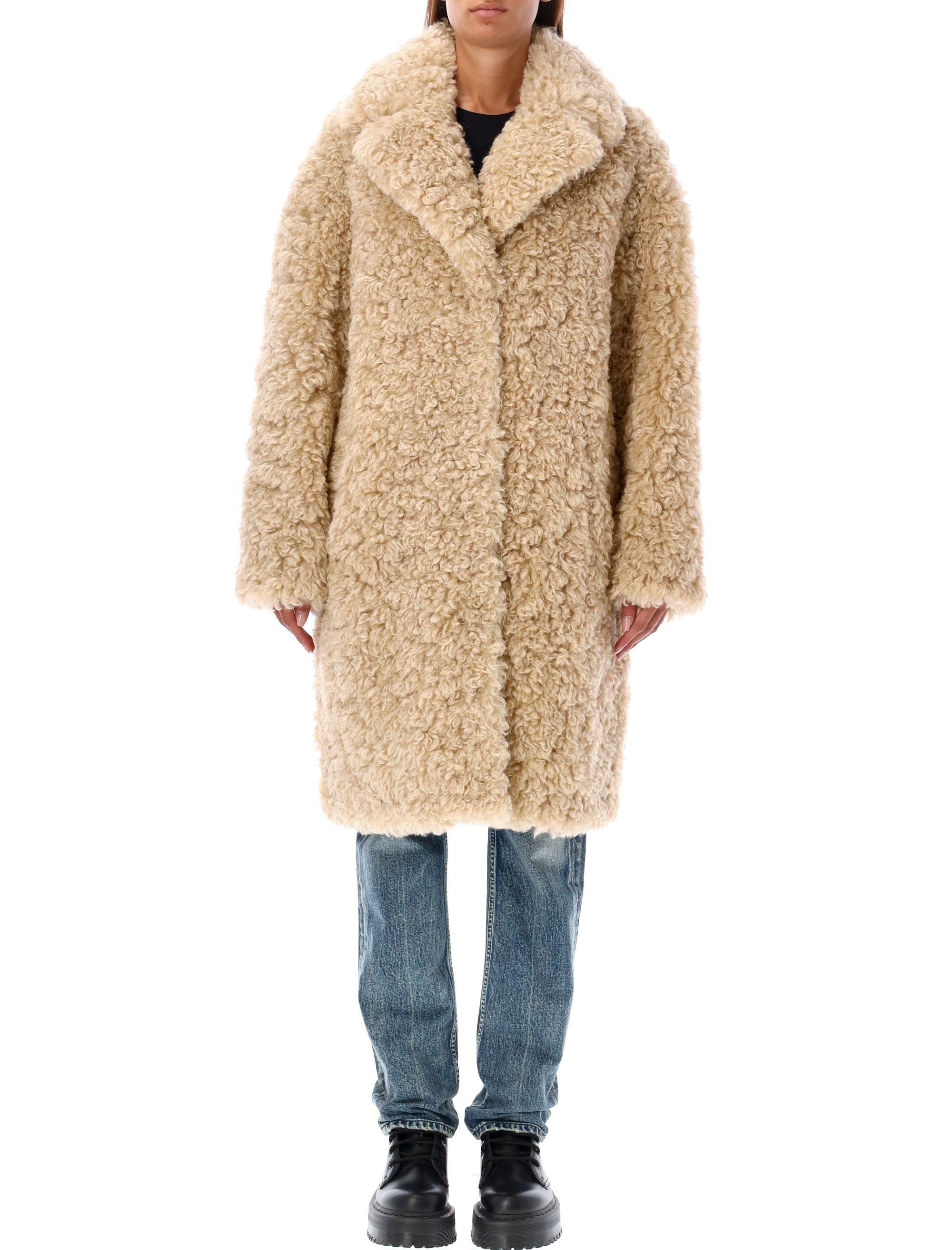 STAND STUDIO Oversized Eco Shearling Jacket - Knee-Length Fit