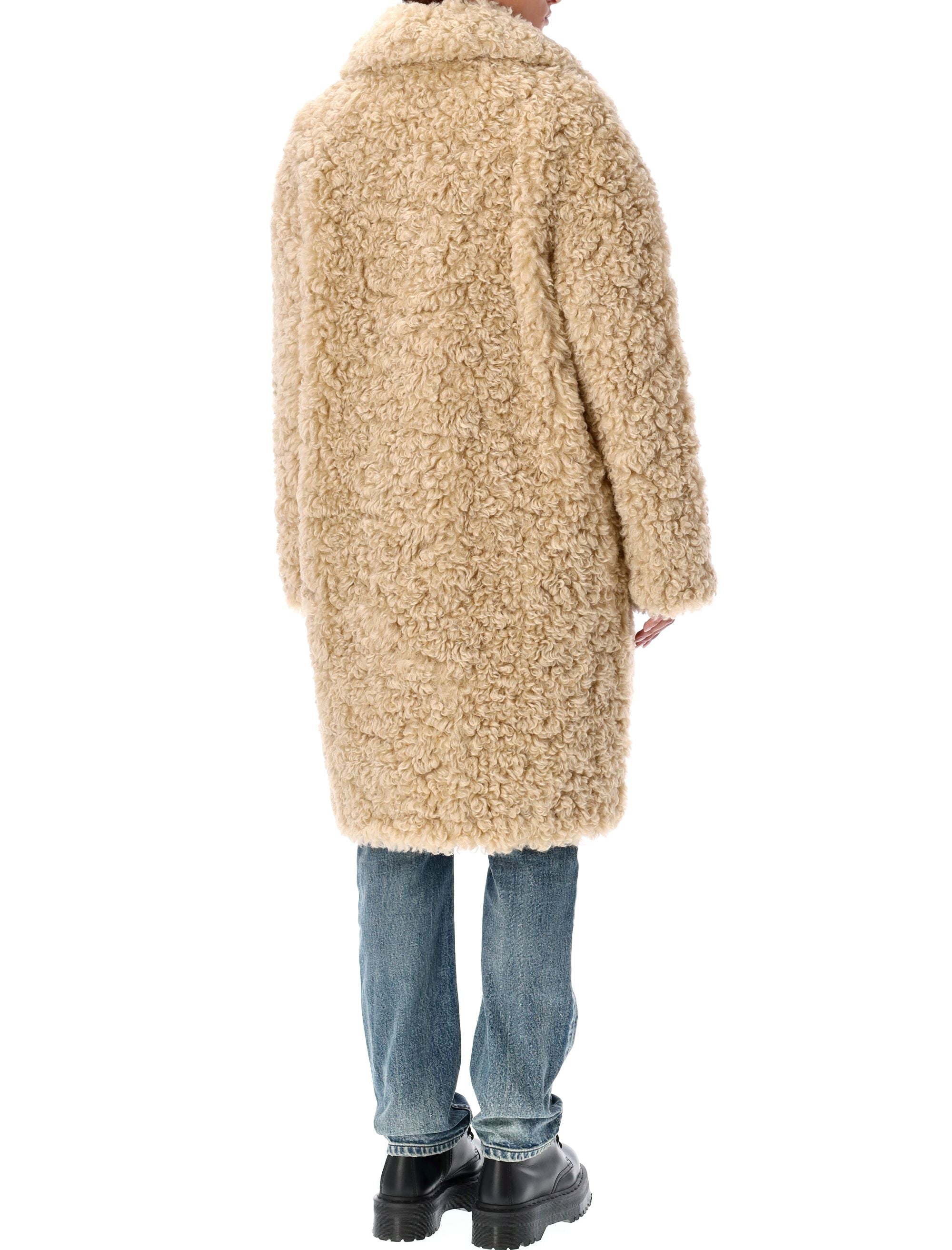 STAND STUDIO Oversized Eco Shearling Jacket - Knee-Length Fit